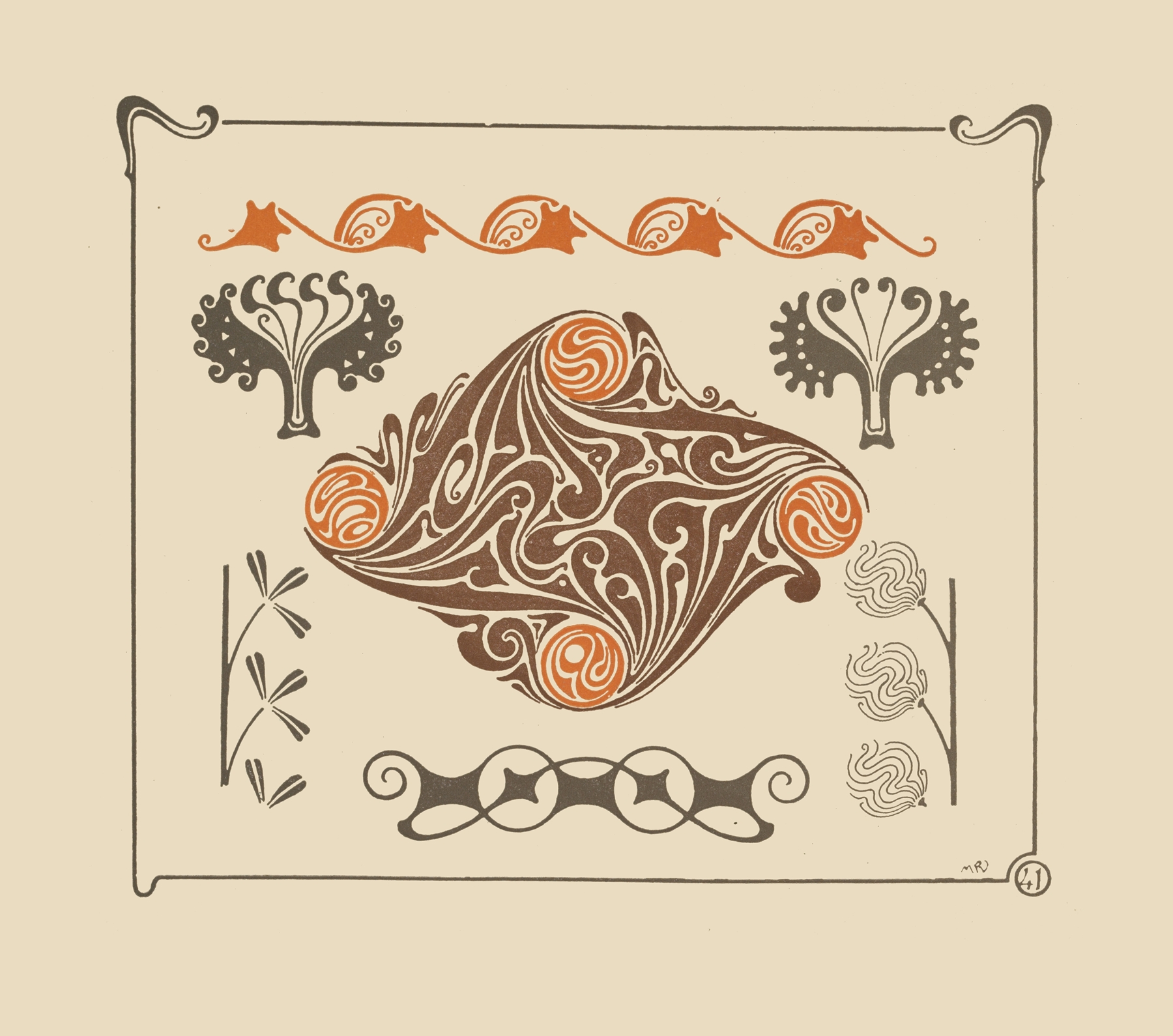 Abstract design based on leaves and organic shapes, by Maurice Pillard Verneuil, public domain