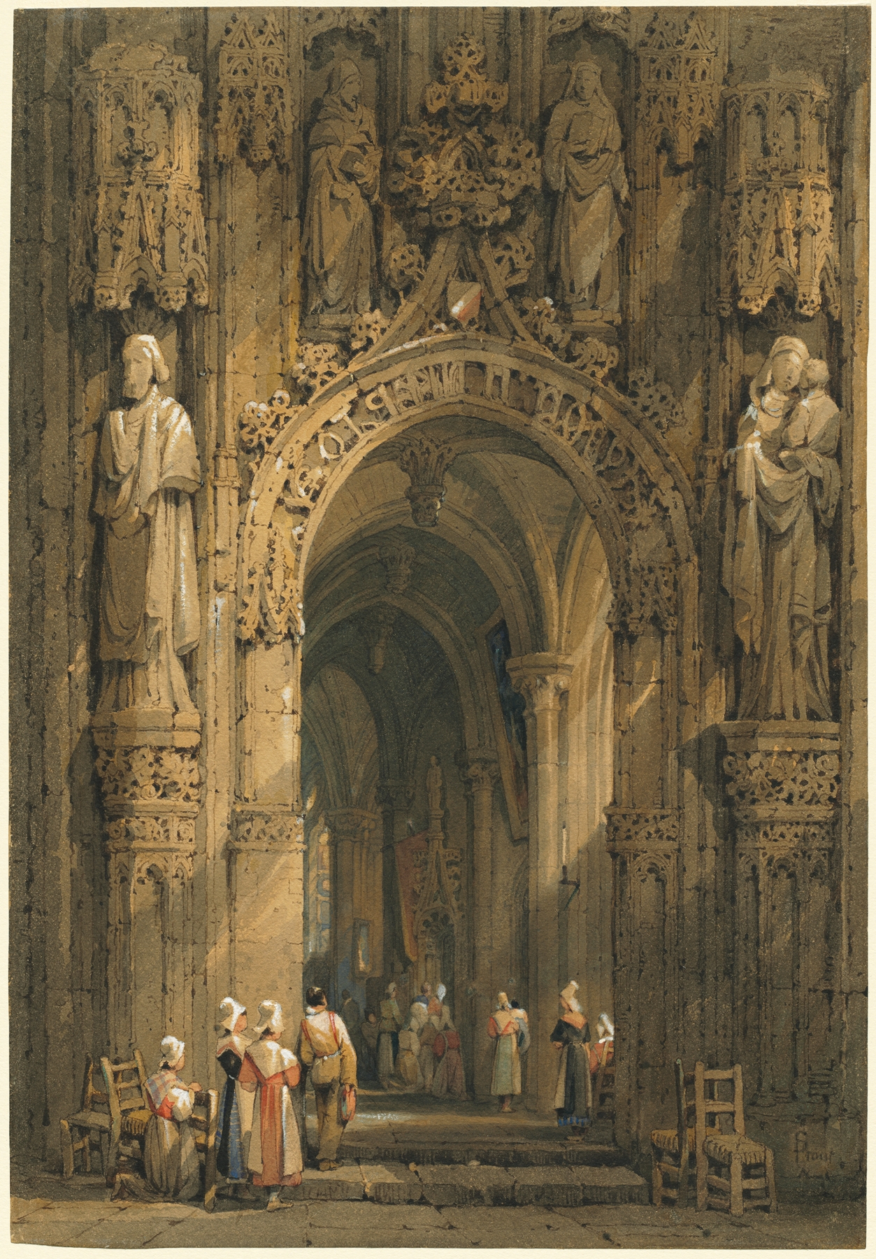 Interior of a Cathedral, by Samuel Prout, public domain