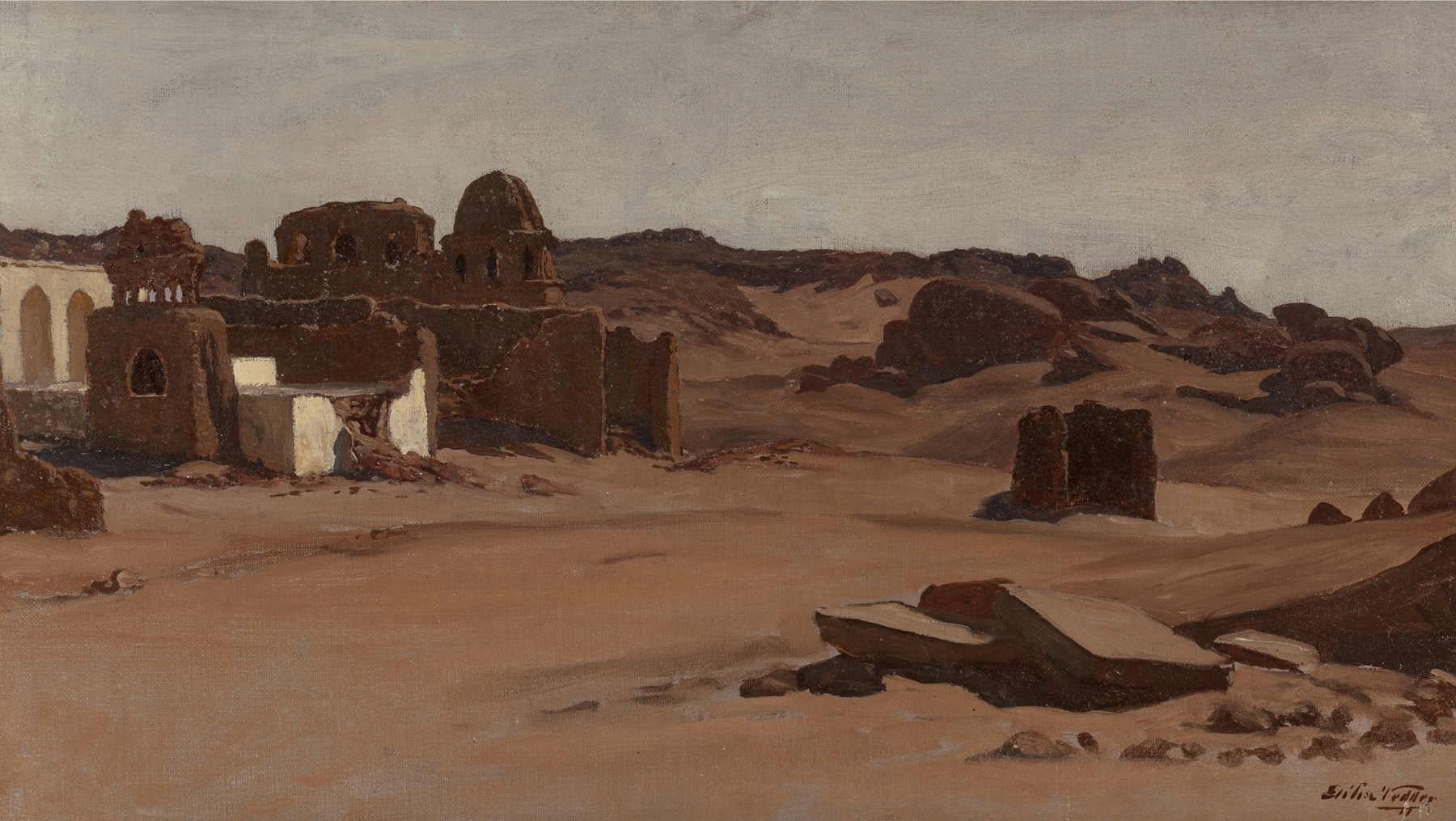 Modern Tombs, Aswan, Egypt, by Elihu Vedder, public domain