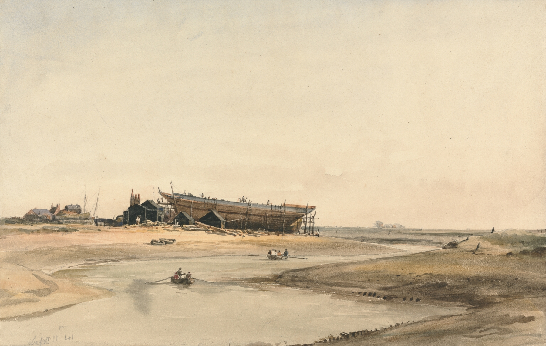 Ship Building, by William Callow, public domain