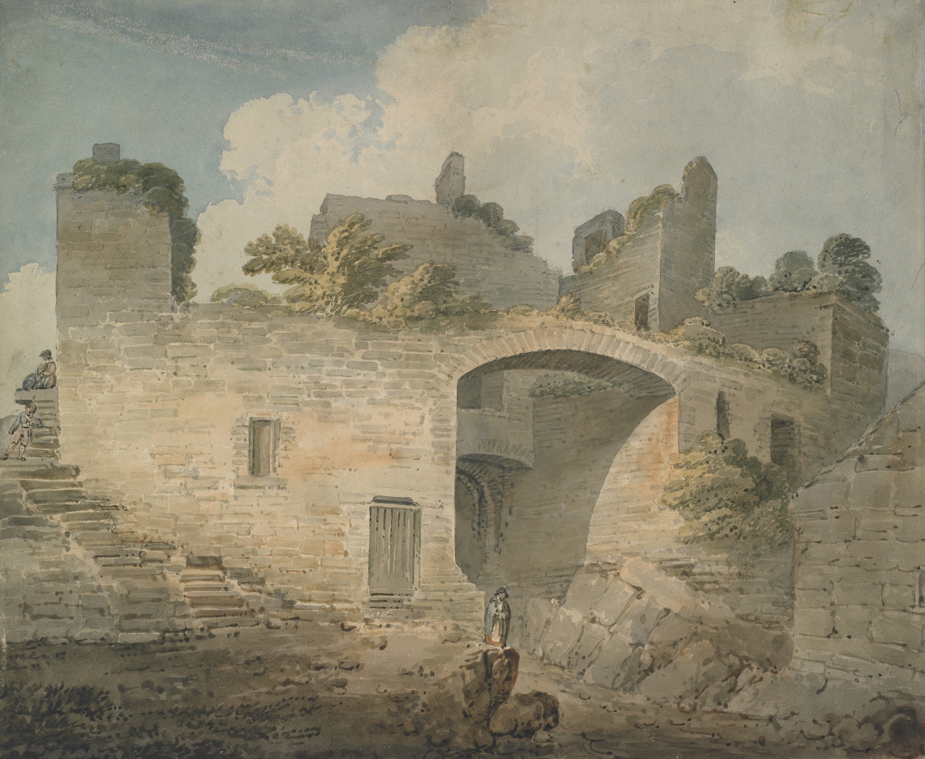 Ruins by James Baynes, oil painting depicting crumbling architecture