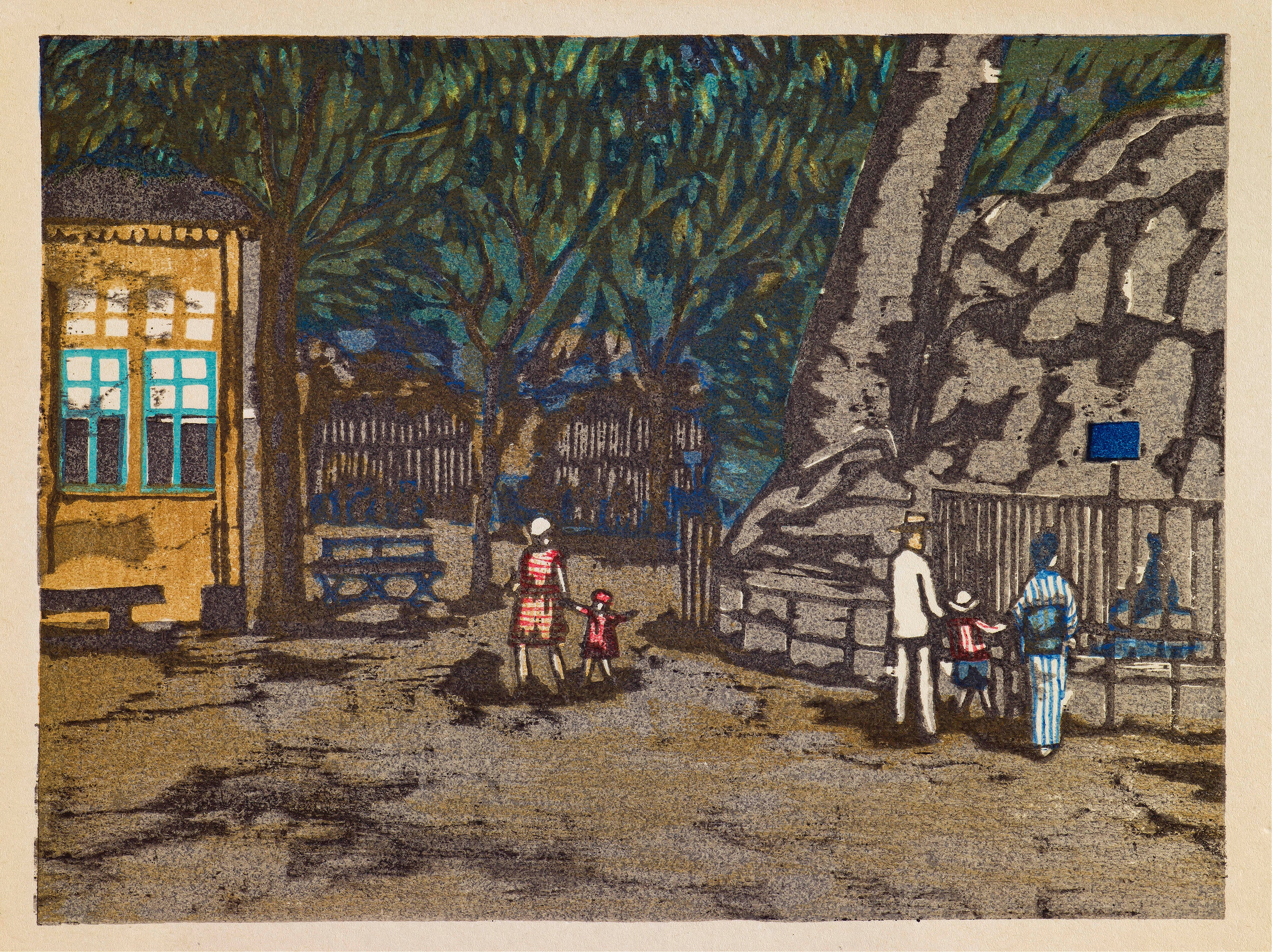 Ueno Zoo, from the series ‘Recollections of Tokyo’, by Onchi Kōshirō, public domain