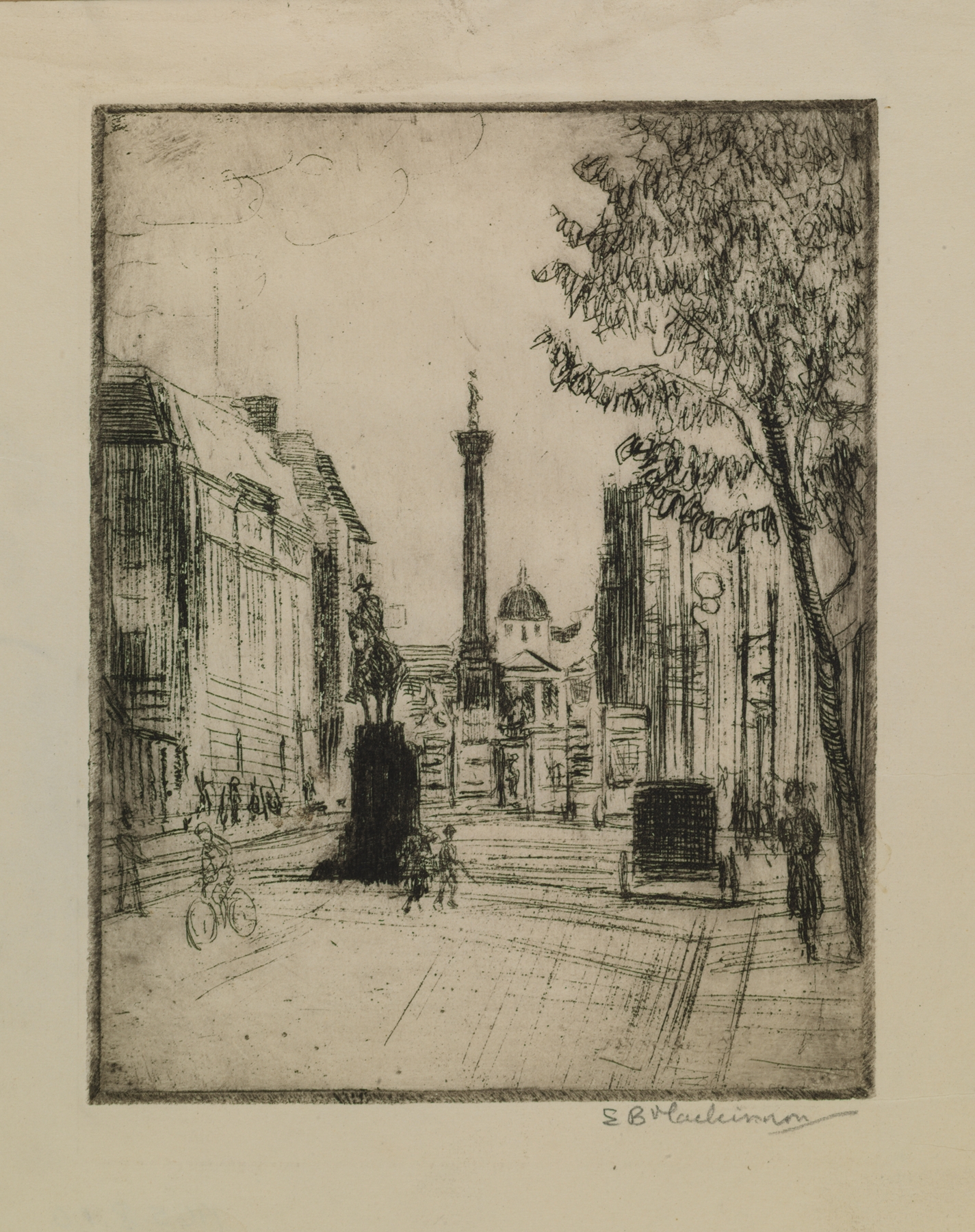 View of Trafalgar Square, by Esther Blaikie MacKinnon, public domain