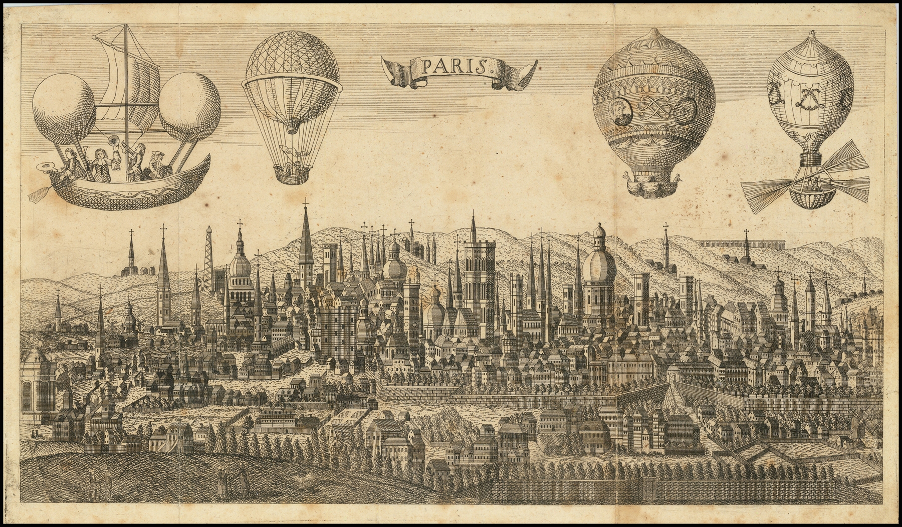 Rococo landscape depicting Paris in the 1780s by unknown artist