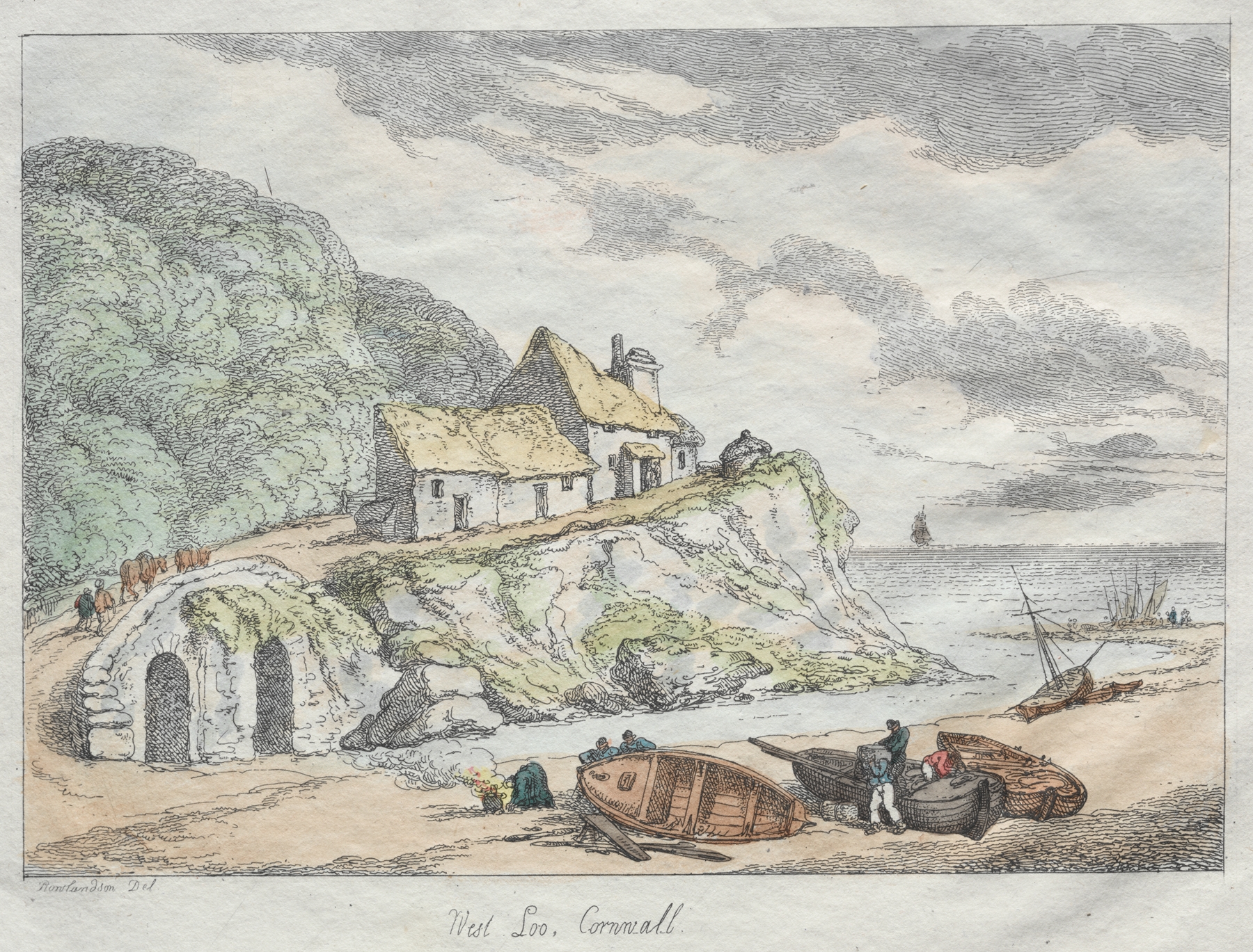 Rowlandson’s Sketches from Nature; West Loo, Cornwall, by Thomas Rowlandson, public domain