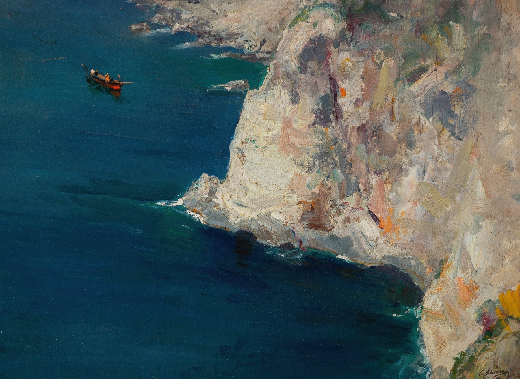 Marine scene with azure waves and coastline by Giuseppe Casciaro