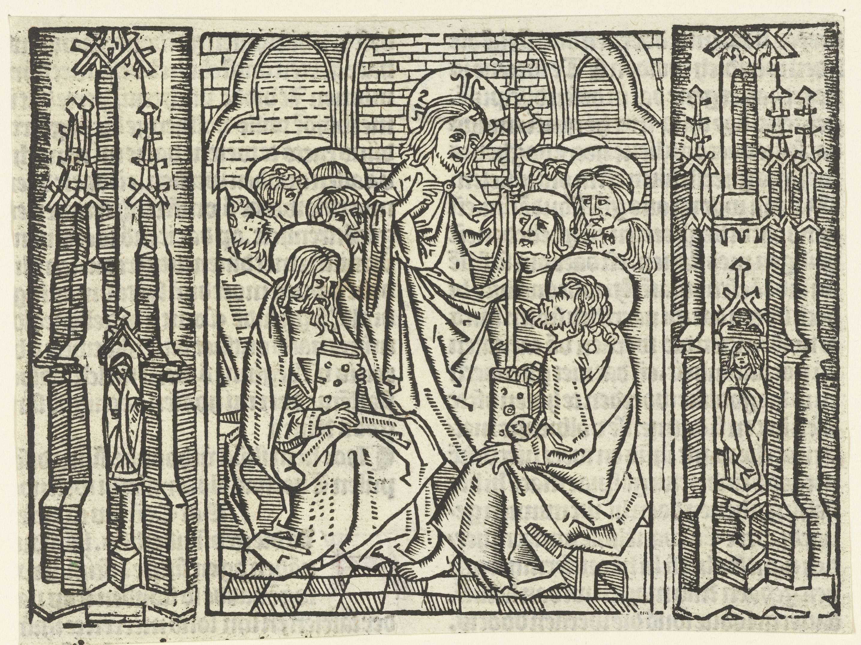 Religious scene with Christ and disciples, paper artwork by Master of Delft
