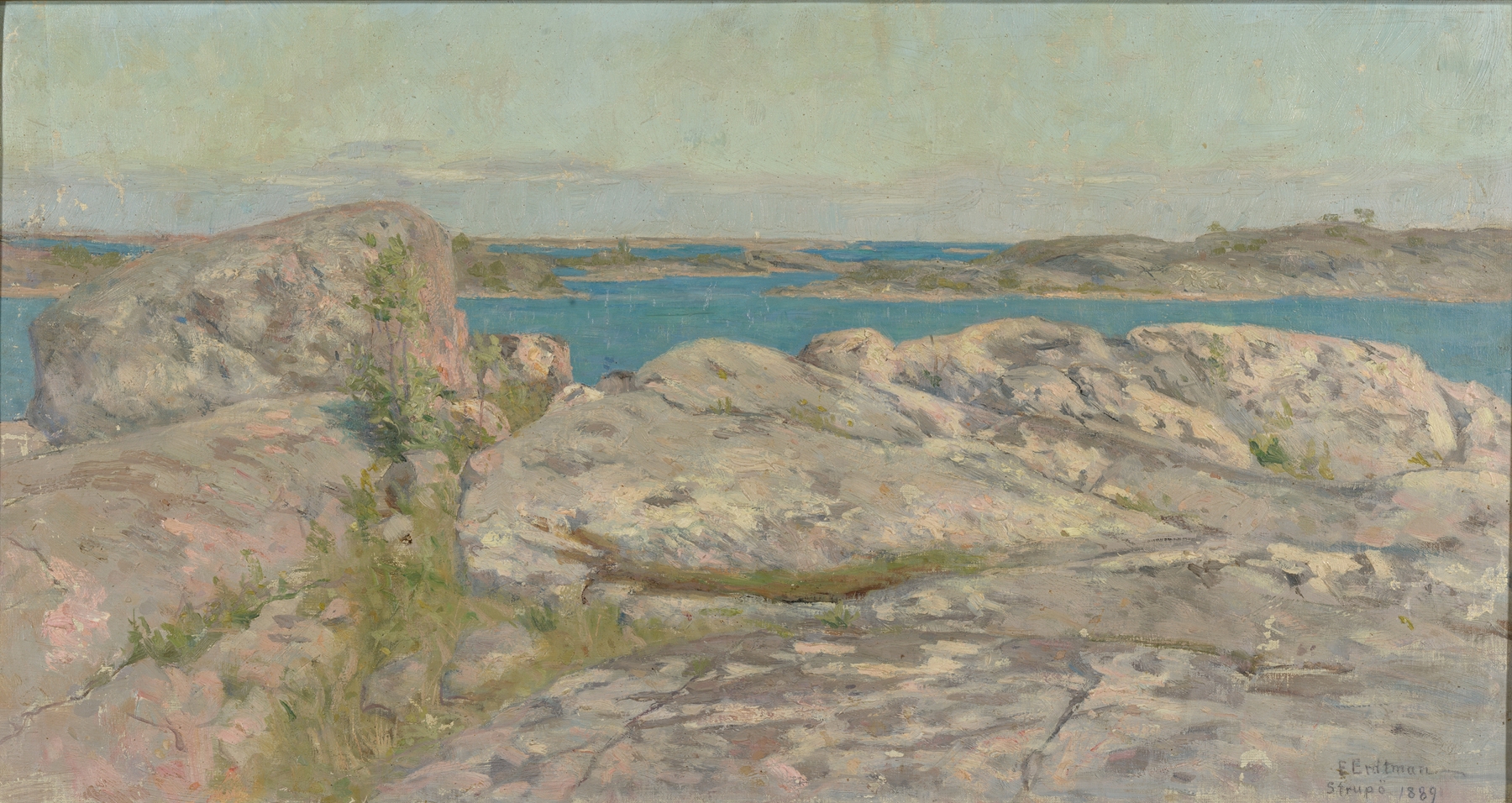 Luminous rocks in sunlight, oil painting by Elias Erdtman