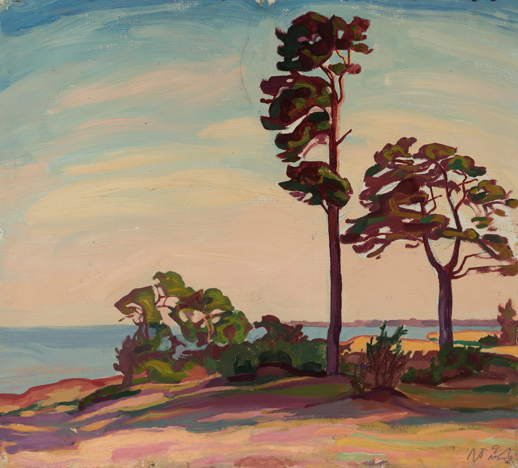 Saaremaa rannamaastik by Nikolai Triik, depicting a desolate shoreline in oil painting