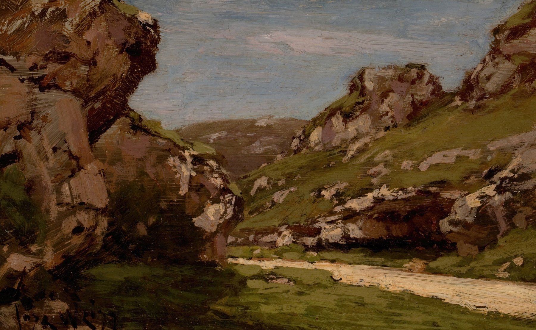 Path through a rocky landscape, oil painting by José Weiss