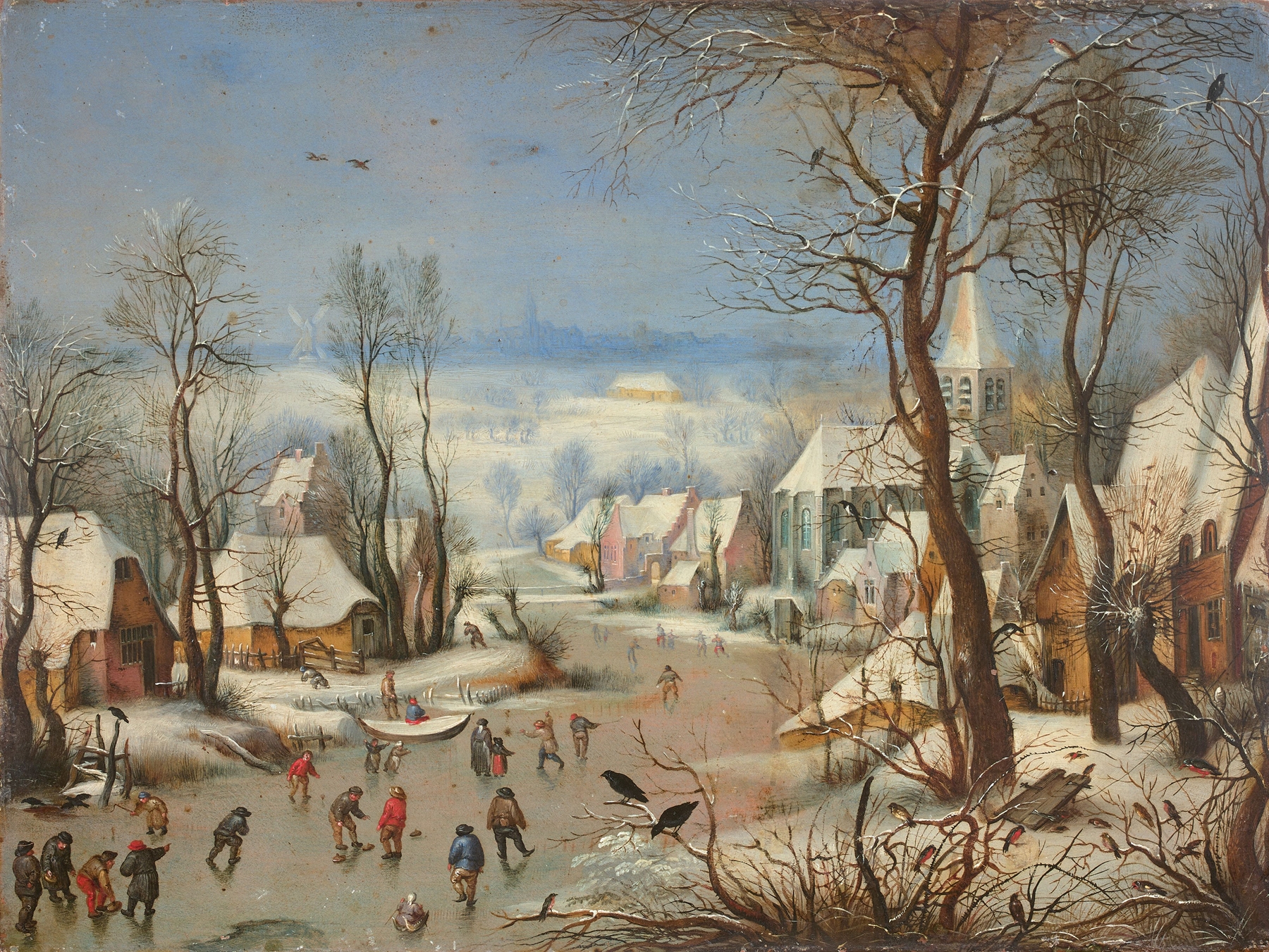 Winter landscape with snow and trees, oil on canvas by Joseph van Bredael