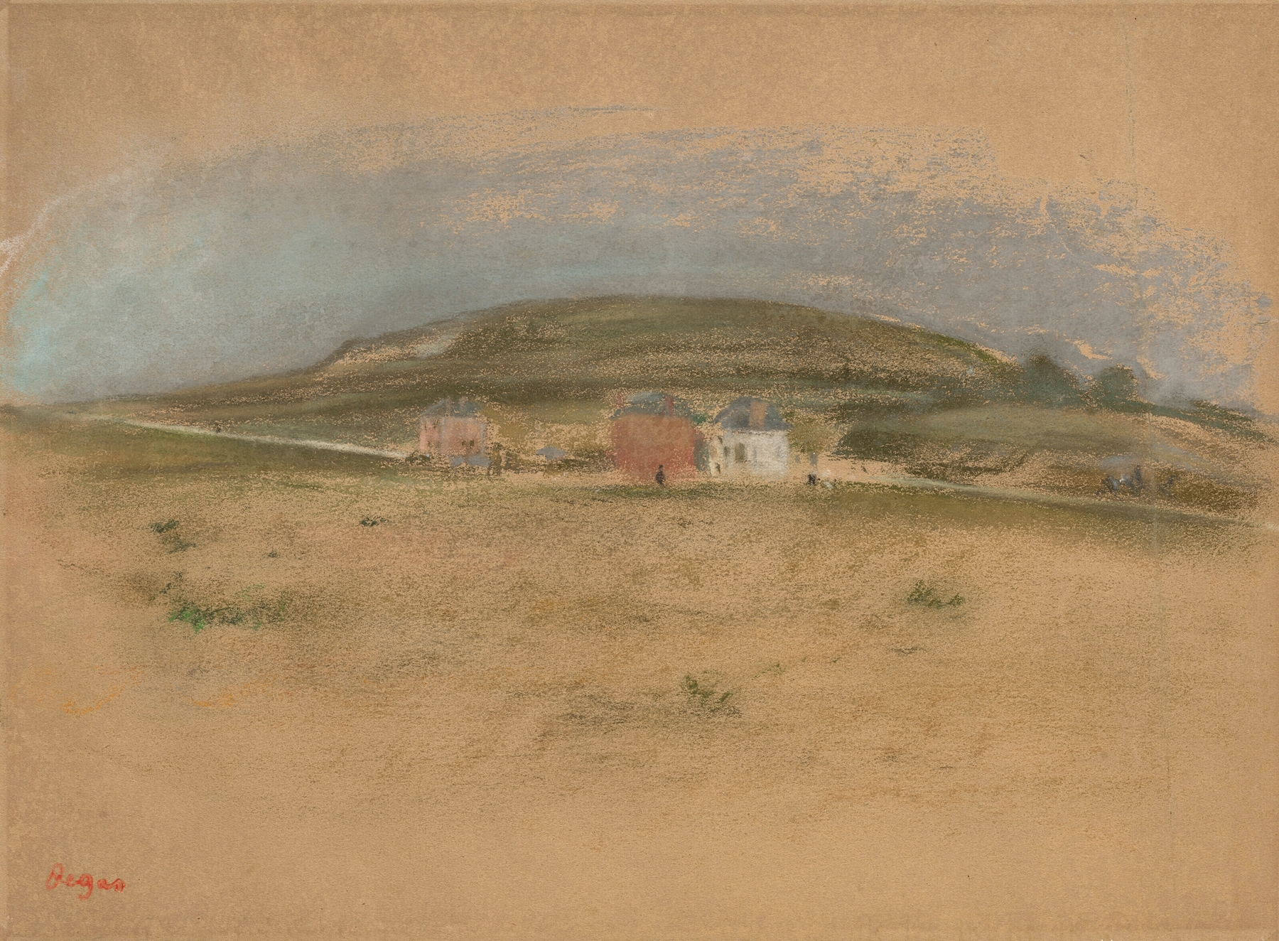 Maisons au pied d’une falaise, by Edgar Degas, public domain