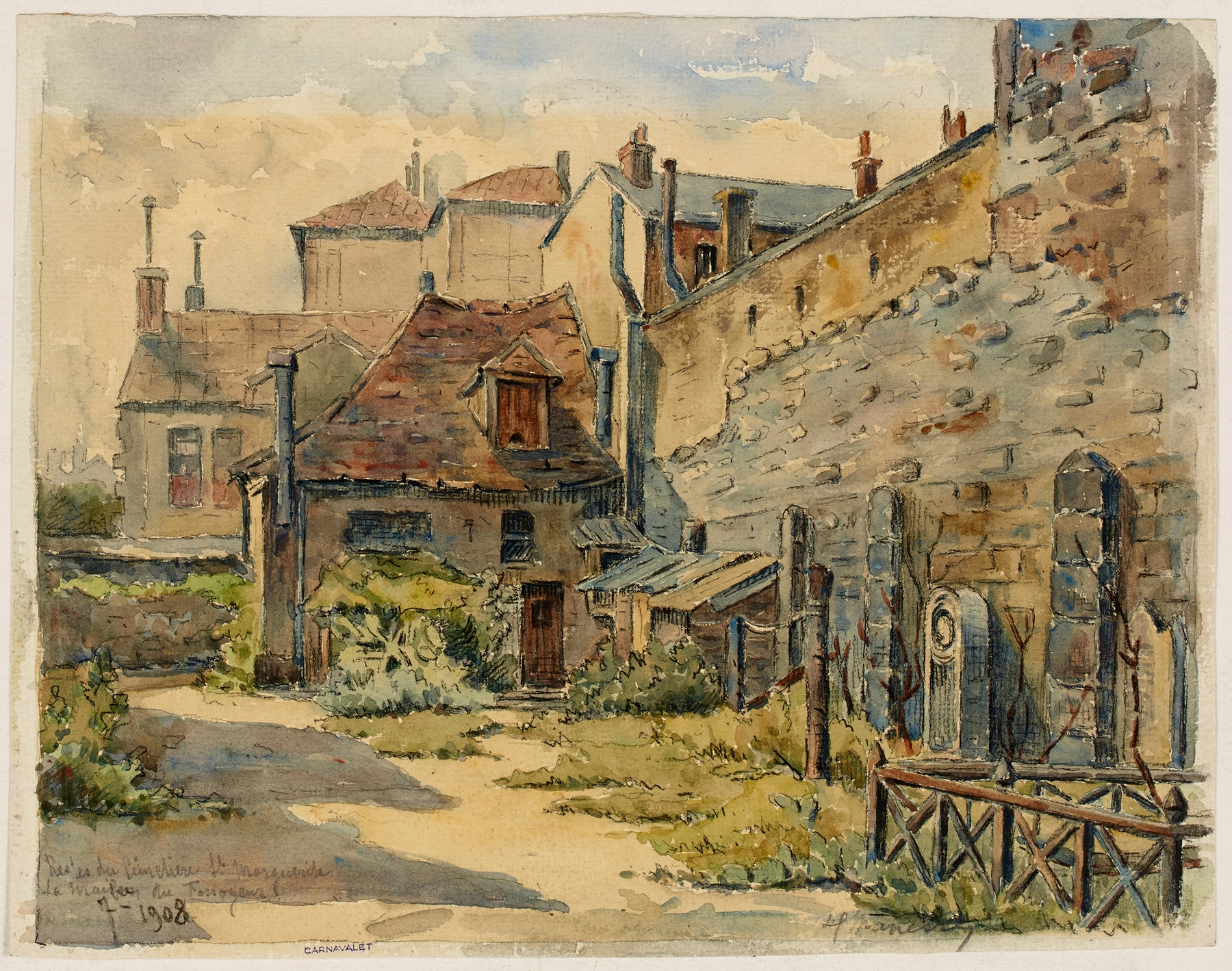 Cemetery landscape with weathered tombstones by Georges-Henri Manesse