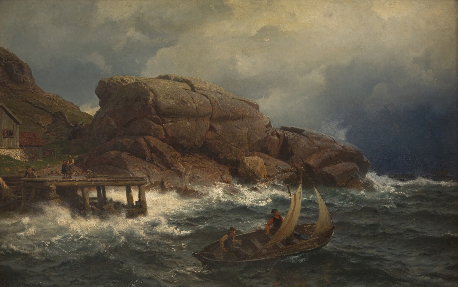 A Norwegian Seaport, by Hans Gude, public domain