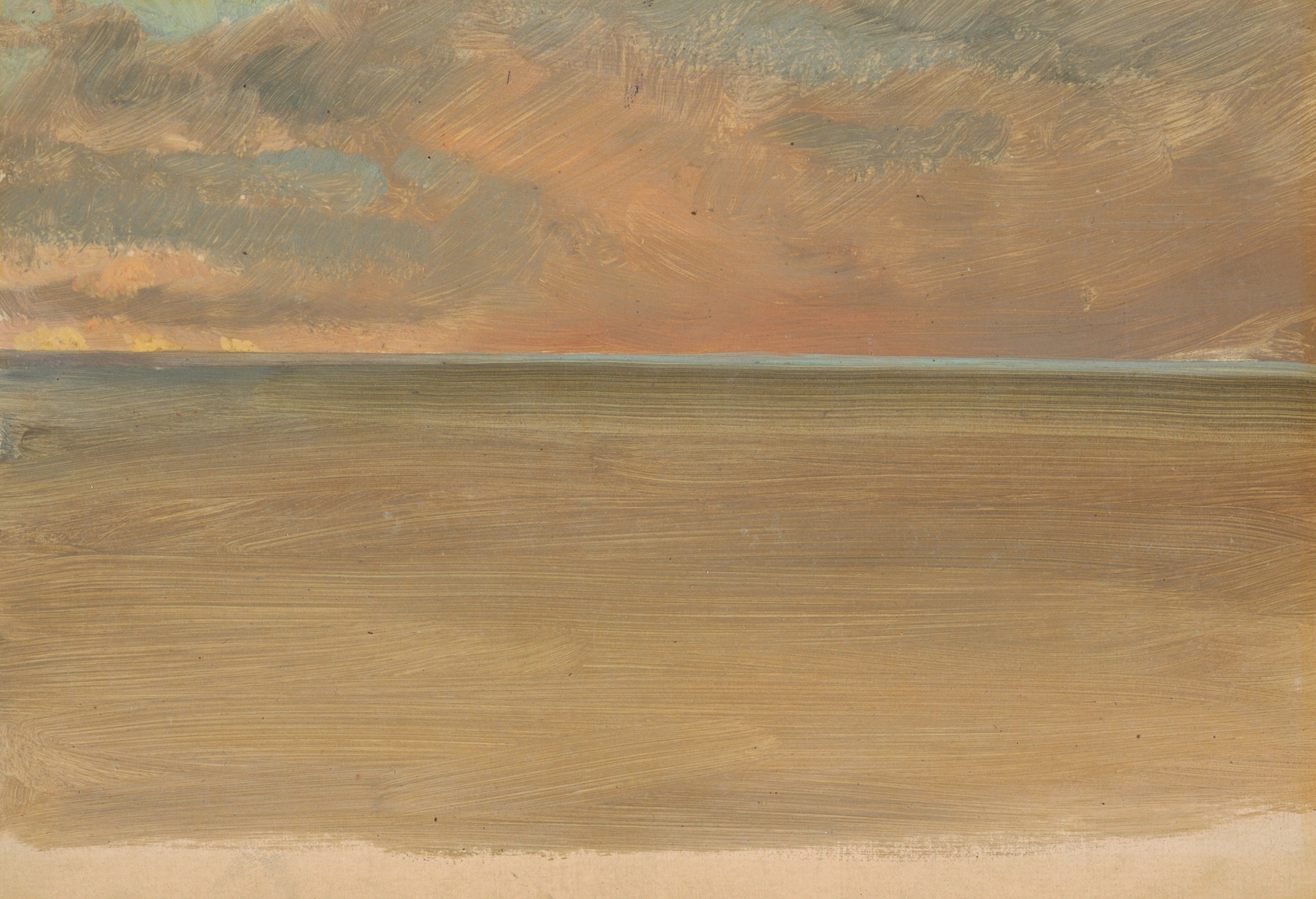 Seascape with Icecap in the Distance, oil on canvas by Frederic Edwin Church, featuring icebergs and a gentle sea.