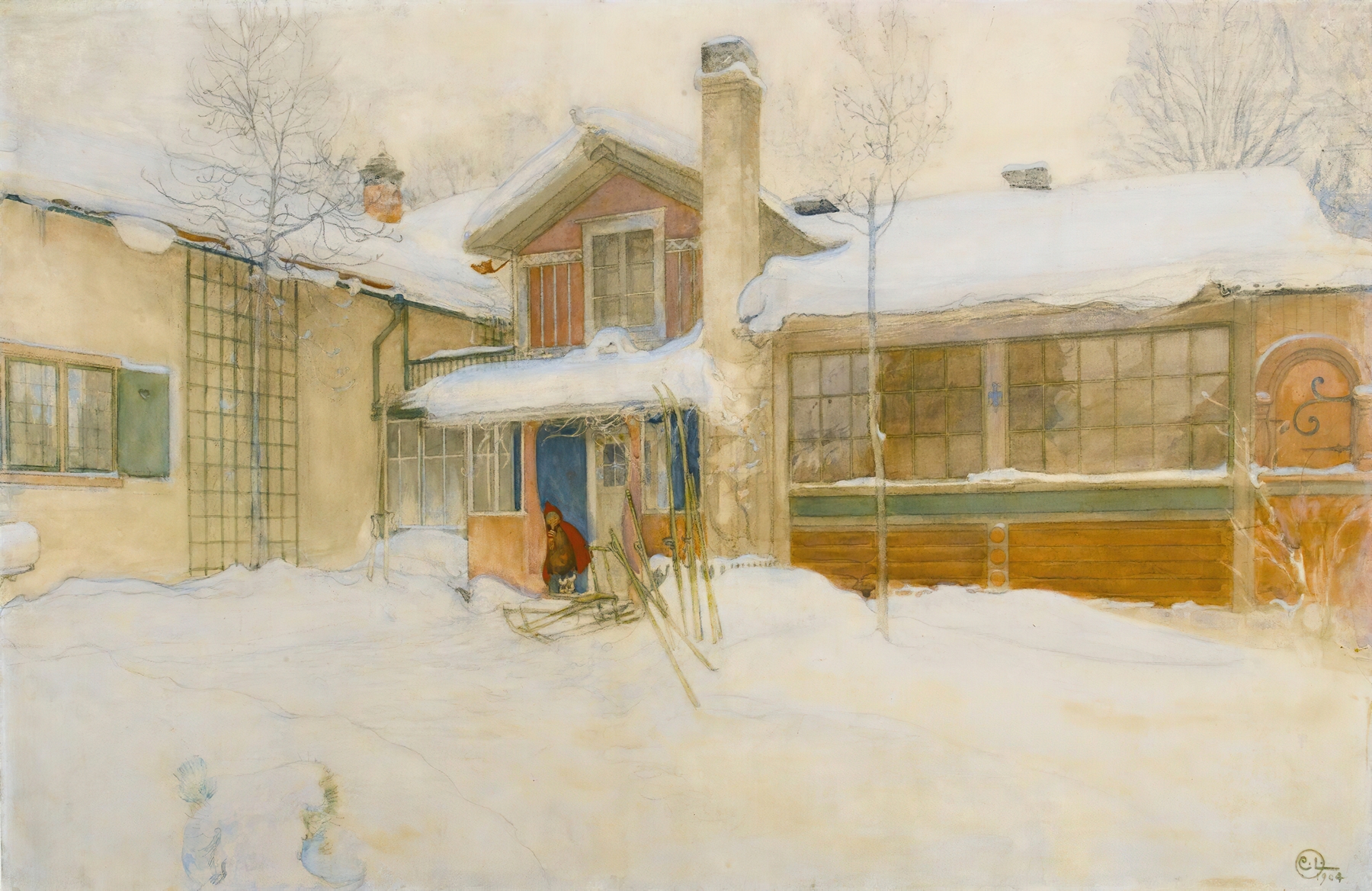 My Country Cottage In Winter, Sundborn, by Carl Larsson, public domain