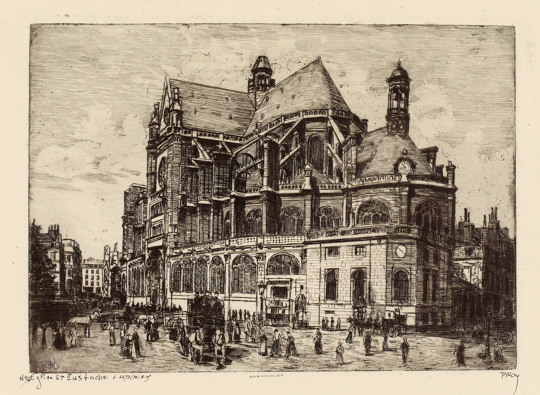 Eglise de Ste Eustache by Pierre-Marcel Roy, depicting a church façade in a tranquil setting