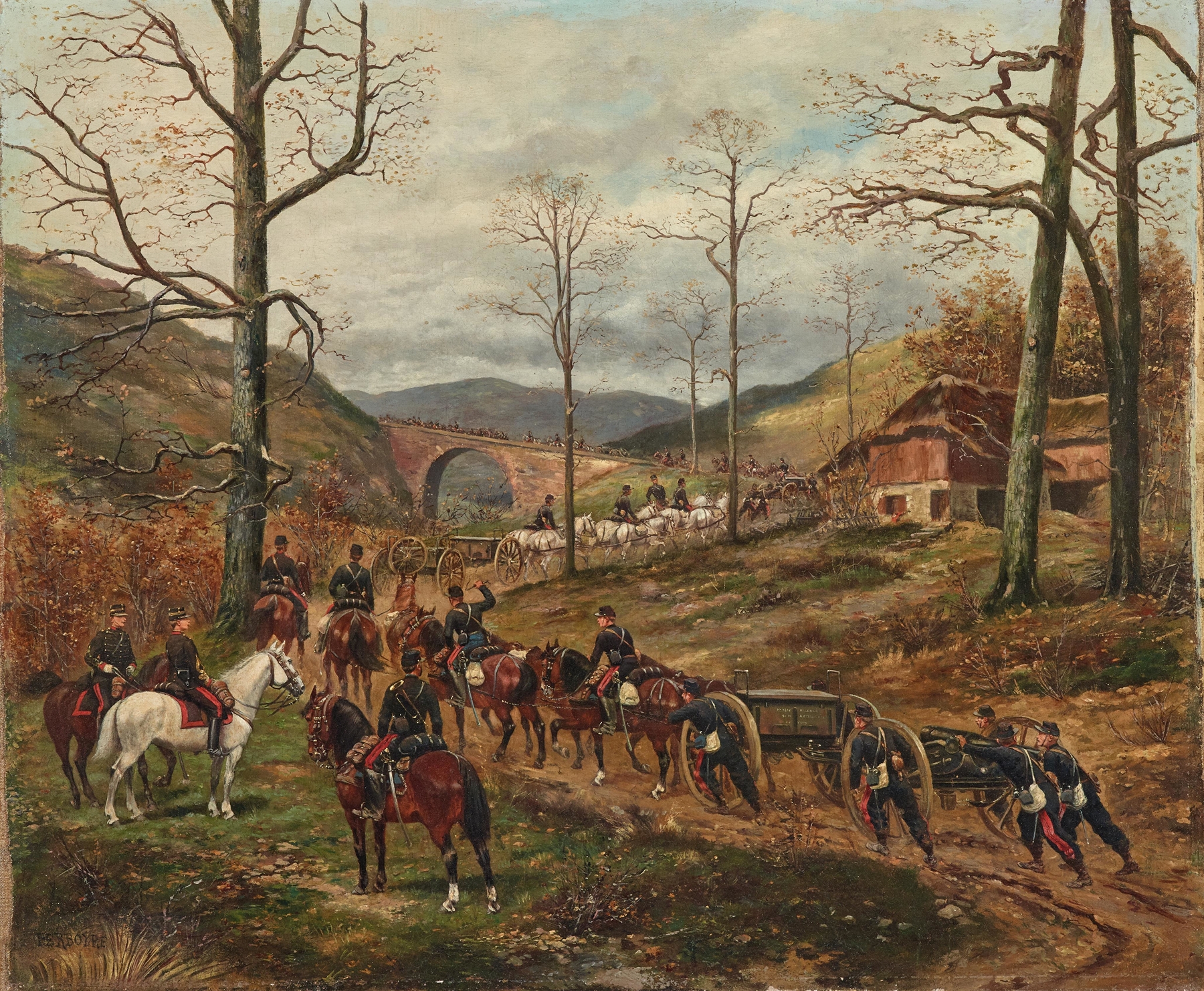 The French 90th Horse Artillery Advancing on Rezonville, by Paul Emile Léon Perboyre, public domain
