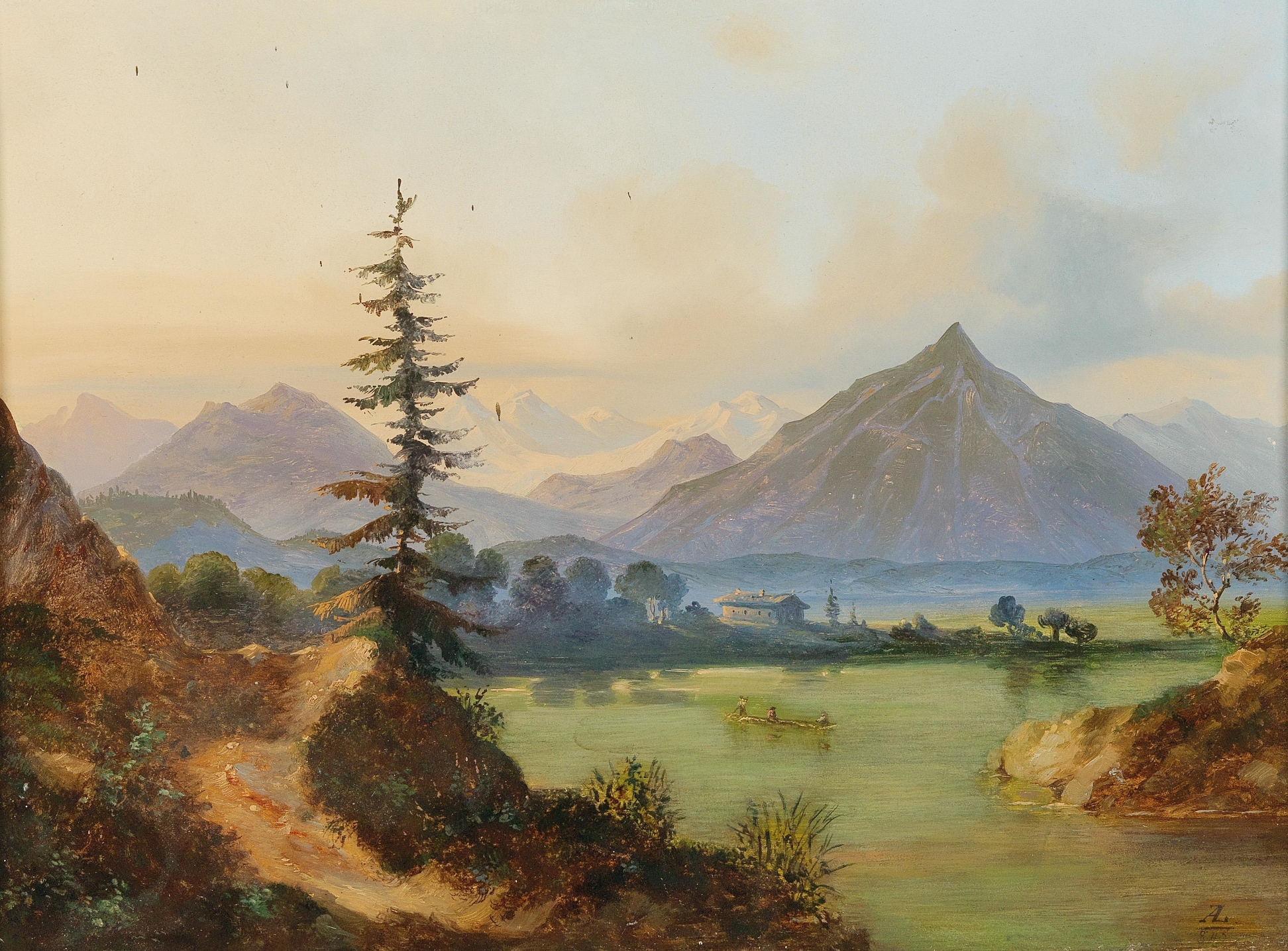 Lake in a mountain landscape, oil on canvas by Adolf Heinrich Lier
