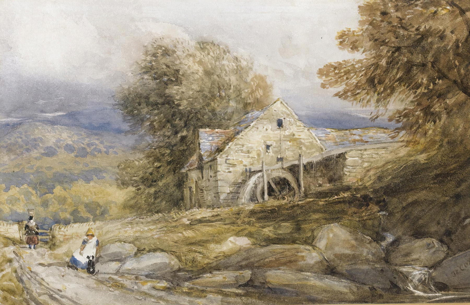Overshot Mill, North Wales, by David Cox, public domain