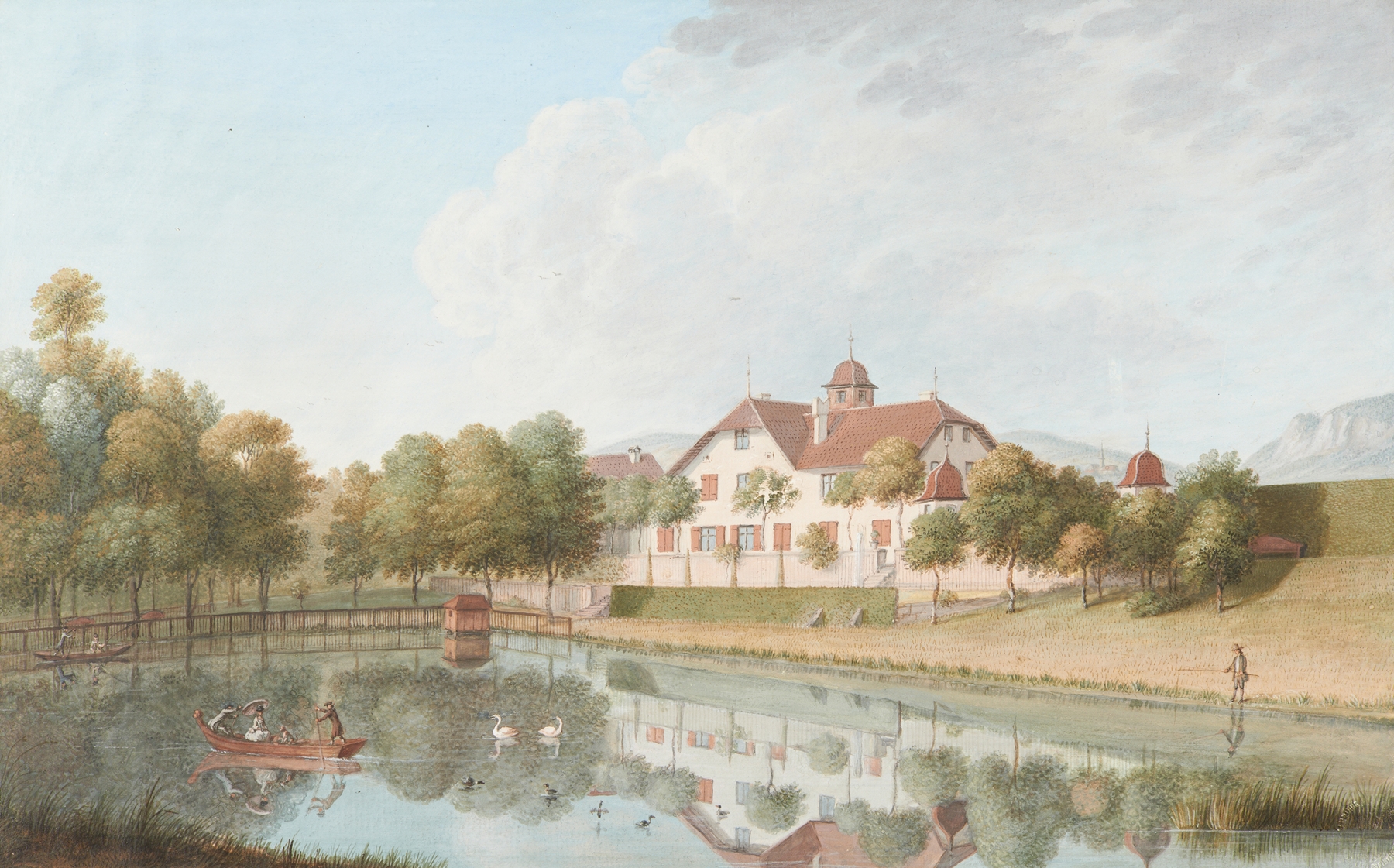 Landscape with earthy tones and soft light by Niklaus Sprüngli, Romanticism