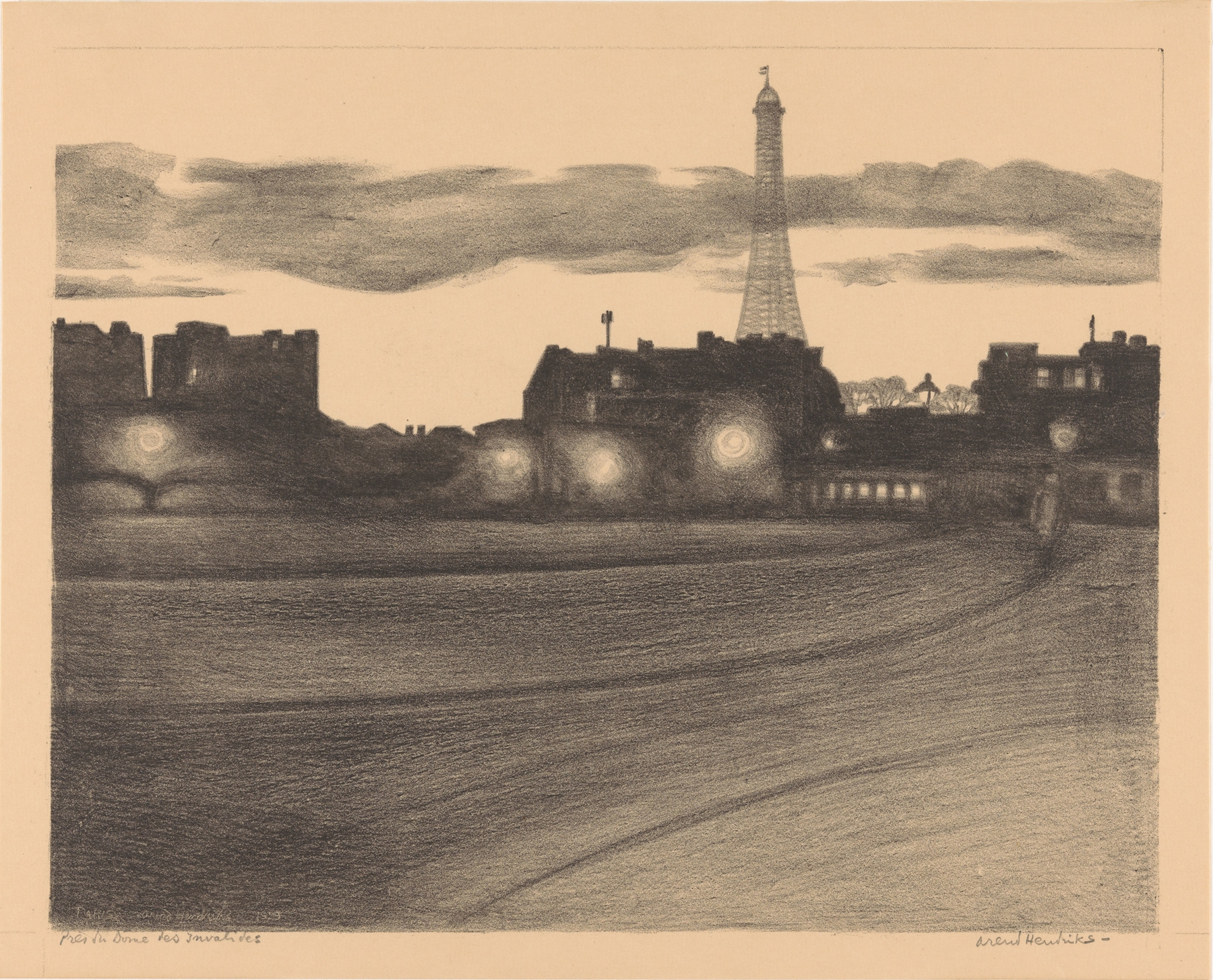 Modernism artwork by Arend Hendriks depicting the dome of Les Invalides with blue and gold hues.