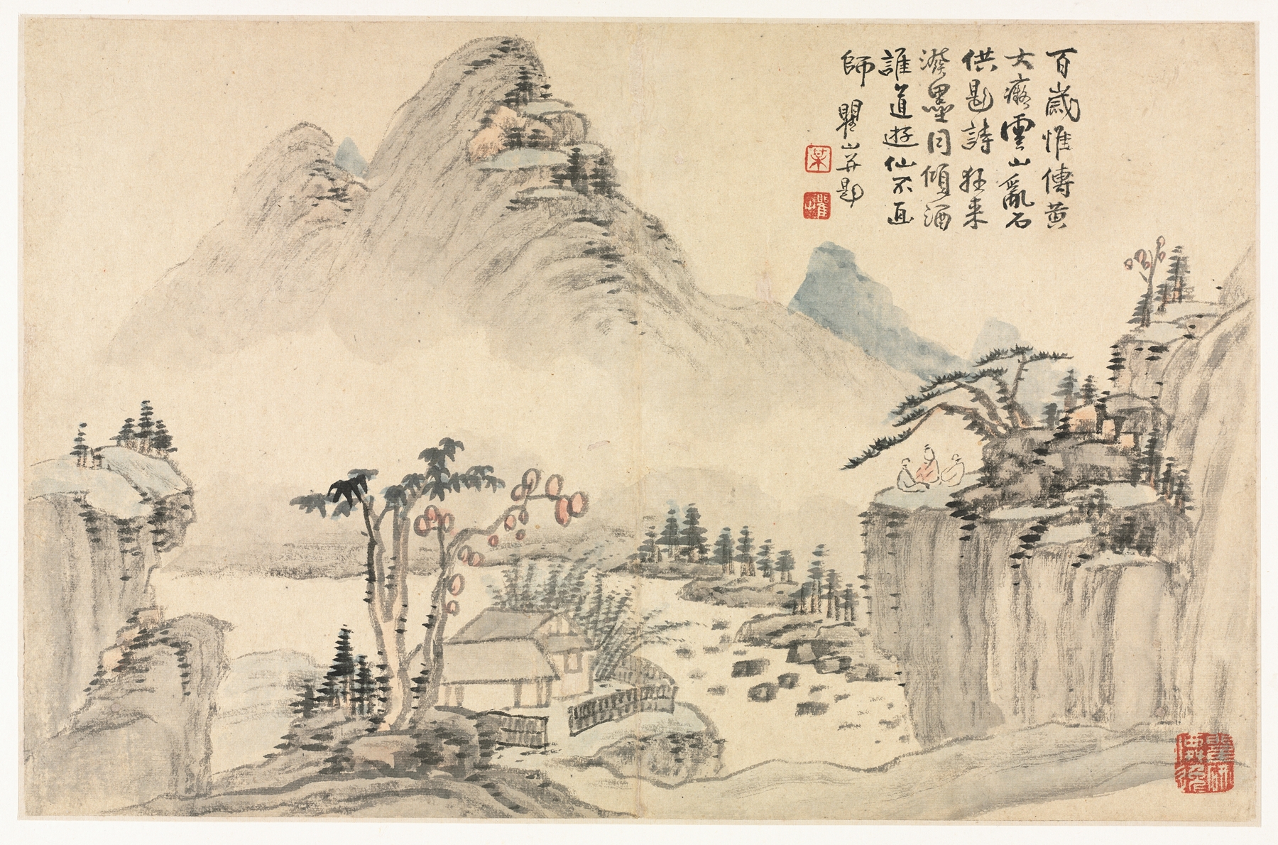 Landscapes in Various Styles after Old Masters 3, by Mei Qing, public domain