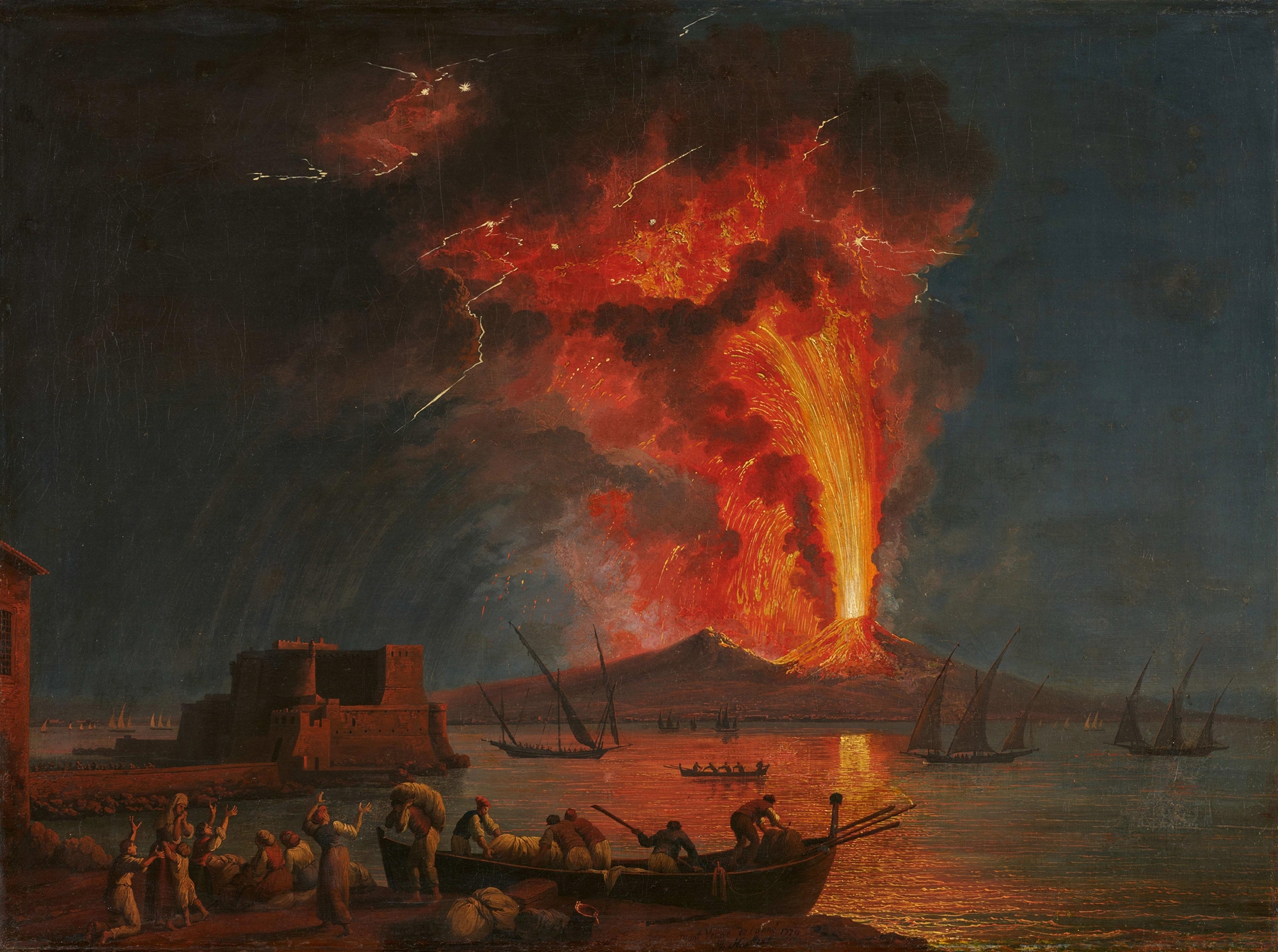 Der Ausbruch des Vesuvs am 8. August 1779, by Jacob Philipp Hackert, public domain