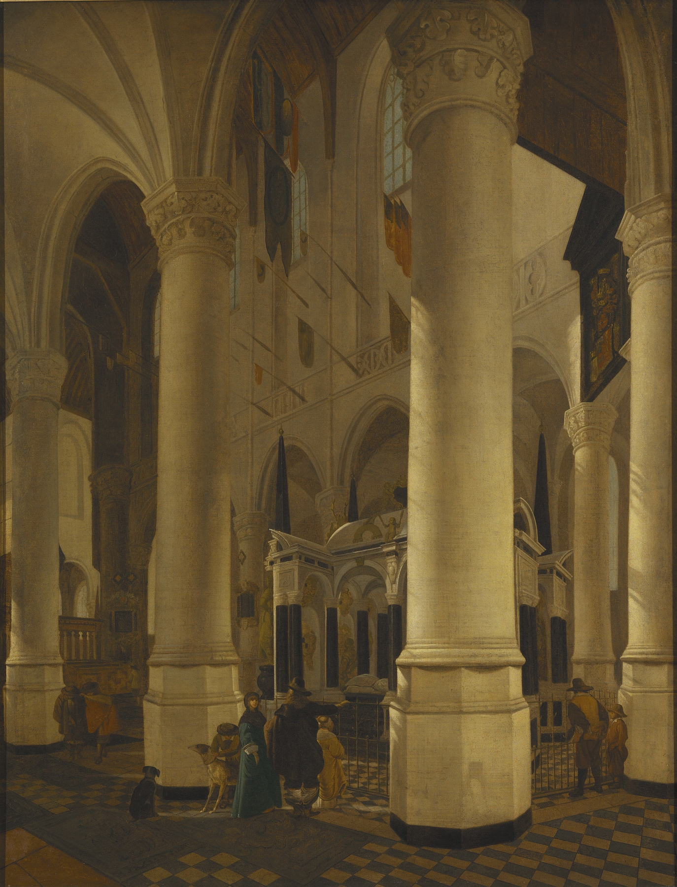 Interior of Nieuwe Kerk with the Tomb of William I, oil on canvas by Gerard Houckgeest