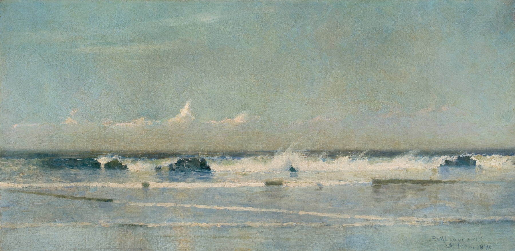 Seascape by Sydney Mortimer Laurence, oil painting depicting waves and horizon.