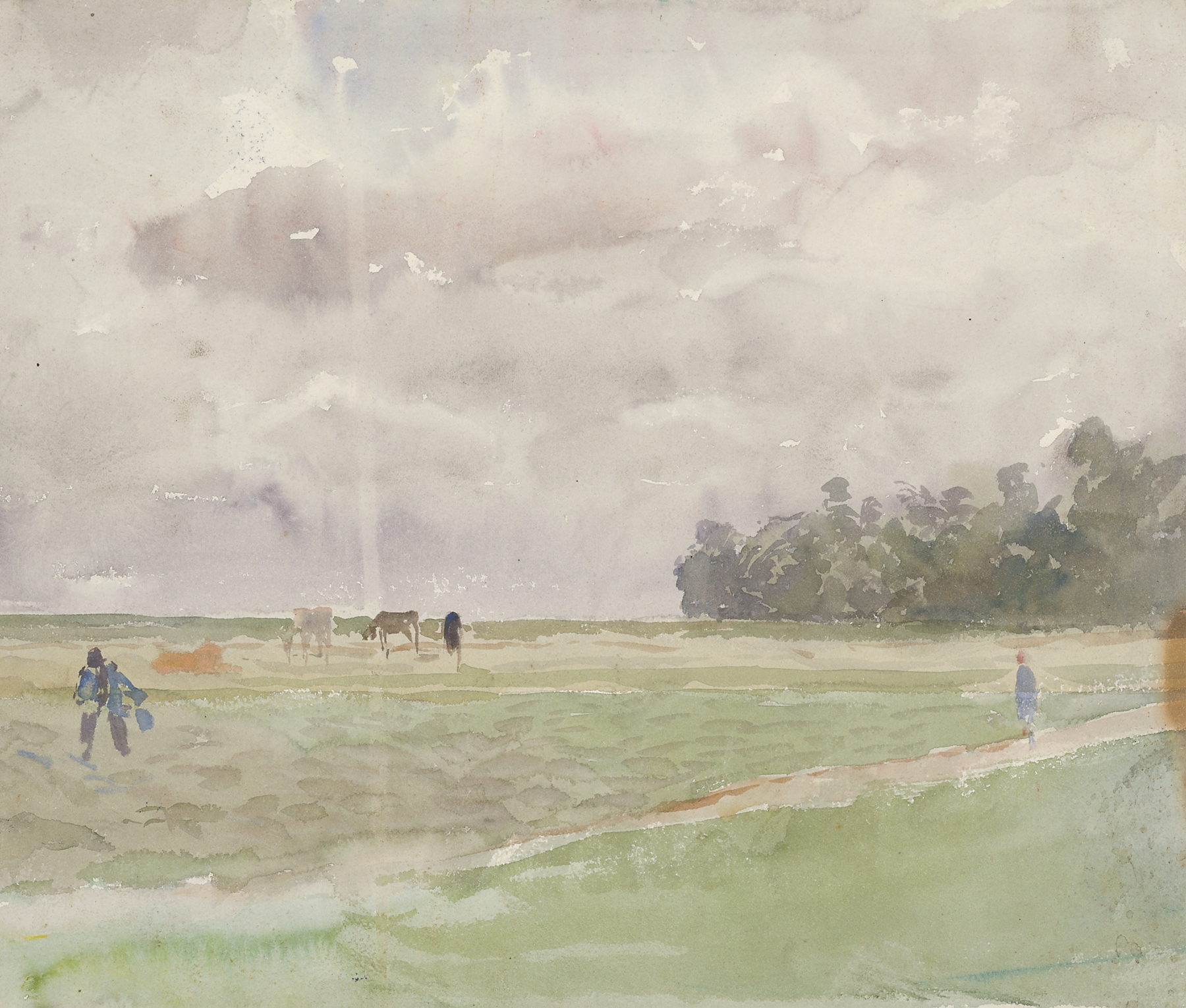 Field under the cloud by Ladislav Mednyánszky, oil painting depicting a serene landscape.