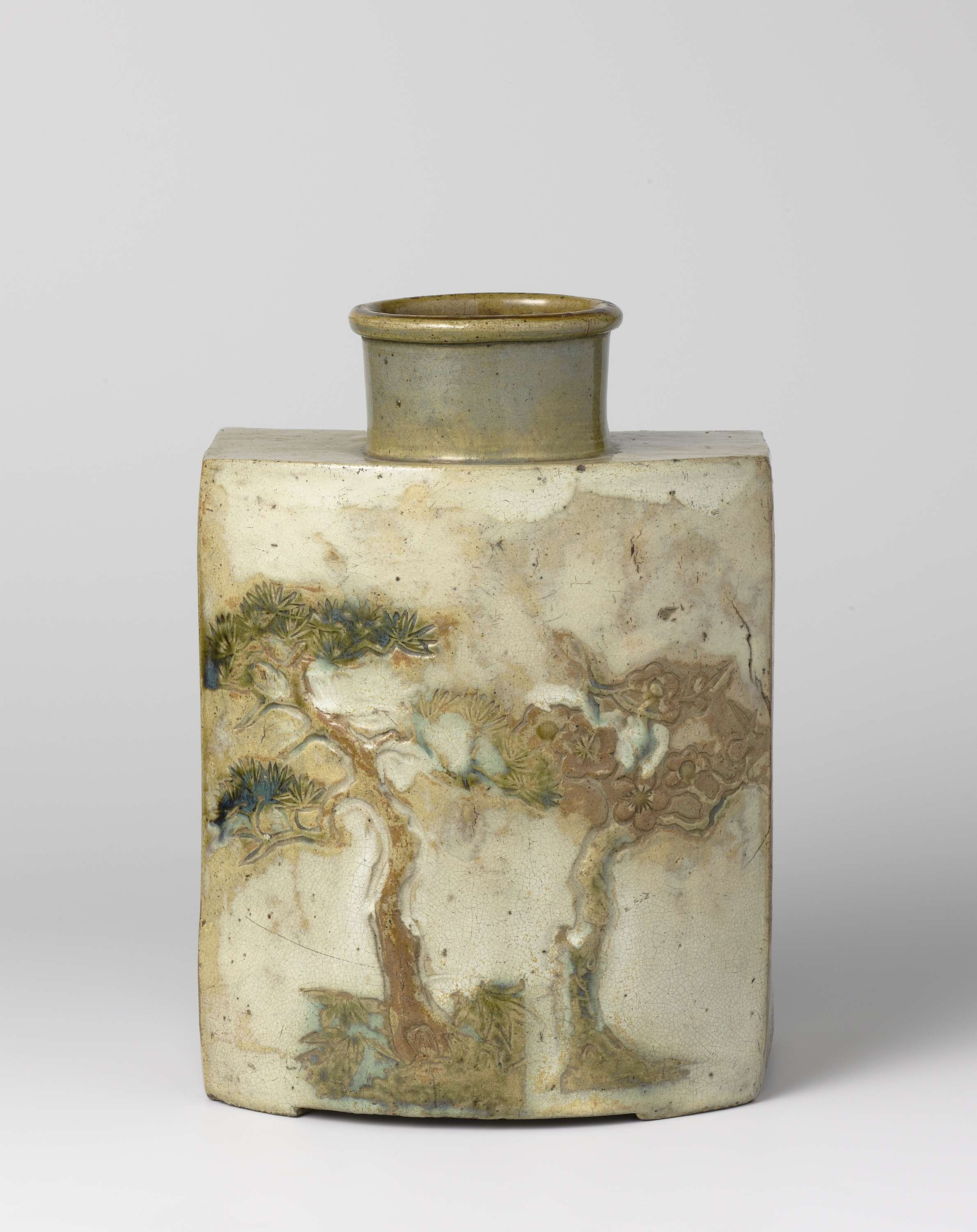 Rococo vase with flowering plants in relief by unknown artist