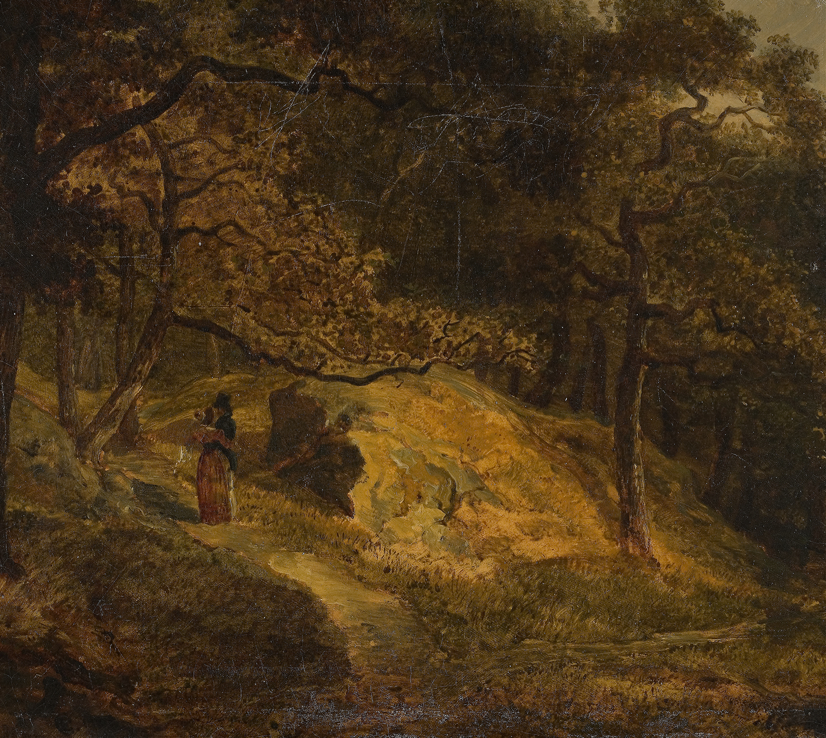 Landscape oil painting by Christian Ezdorf depicting water and trees at Djurgården in Stockholm