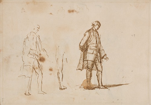 A study of two male portraits by George Romney.