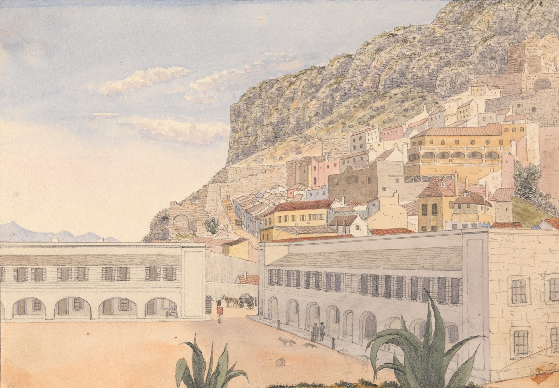 Officer’s Quarters and Casemate Barracks, Gibraltar, by George Lothian Hall, public domain