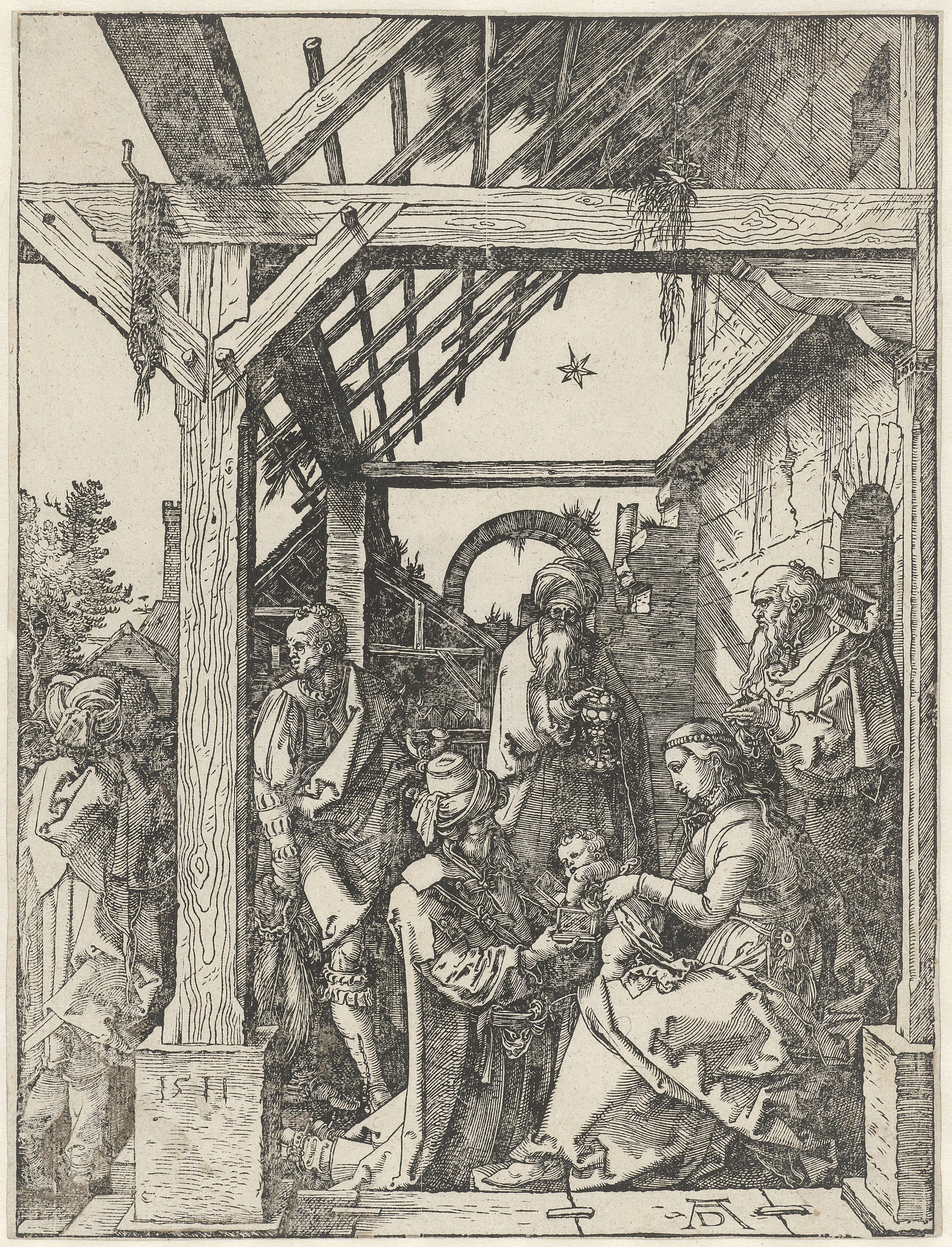 De aanbidding door de koningen, by Albrecht Dürer, public domain