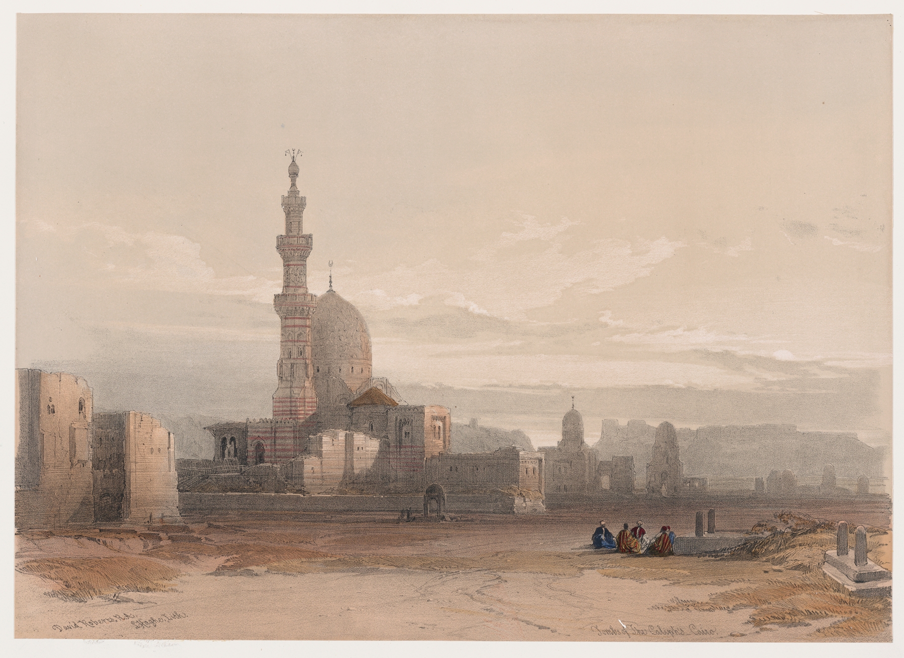 Tombs of the caliphs, Cairo., by David Roberts, public domain