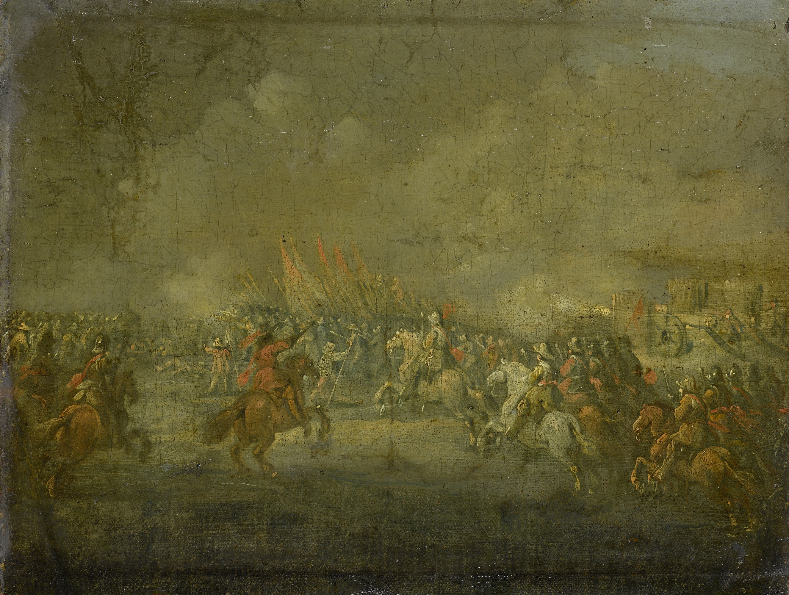 A Cavalry Skirmish, by Unknown Artist, public domain