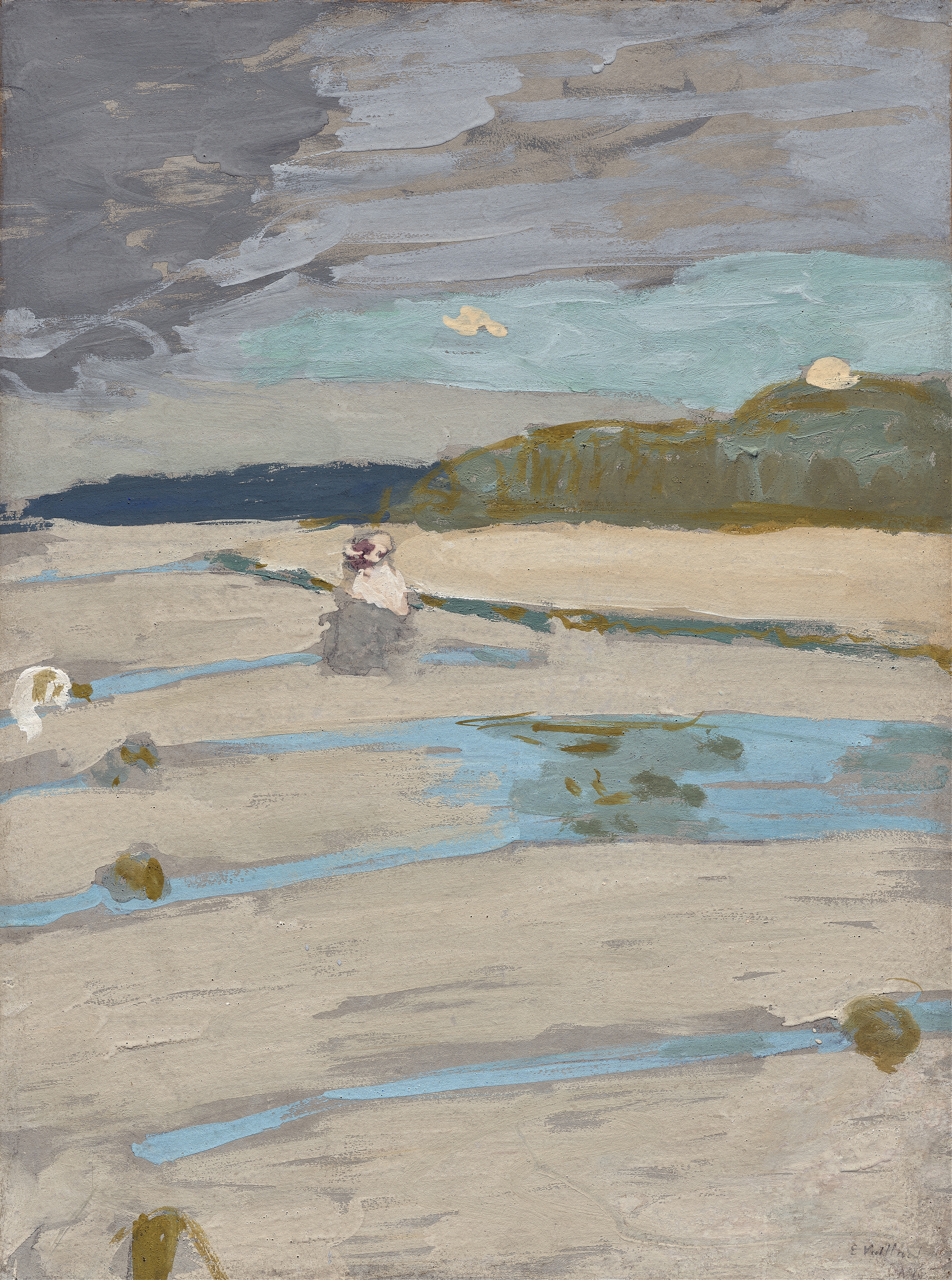 The Beach at Saint-Jacut, oil painting by Édouard Vuillard depicting a serene beach scene.
