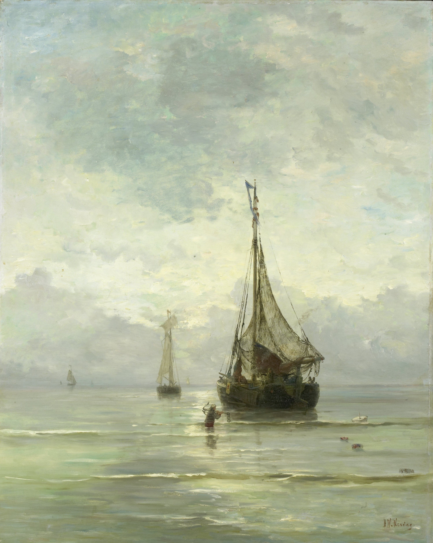 Kalme zee, by Hendrik Willem Mesdag, public domain