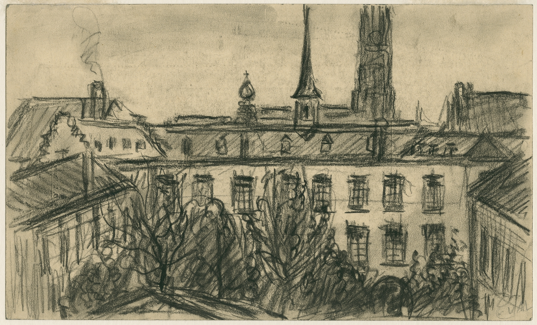 Zicht op de achterzijde van het huis in de Sint-Paulusstraat 30 te Antwerpen, by Eugeen Van Mieghem, public domain