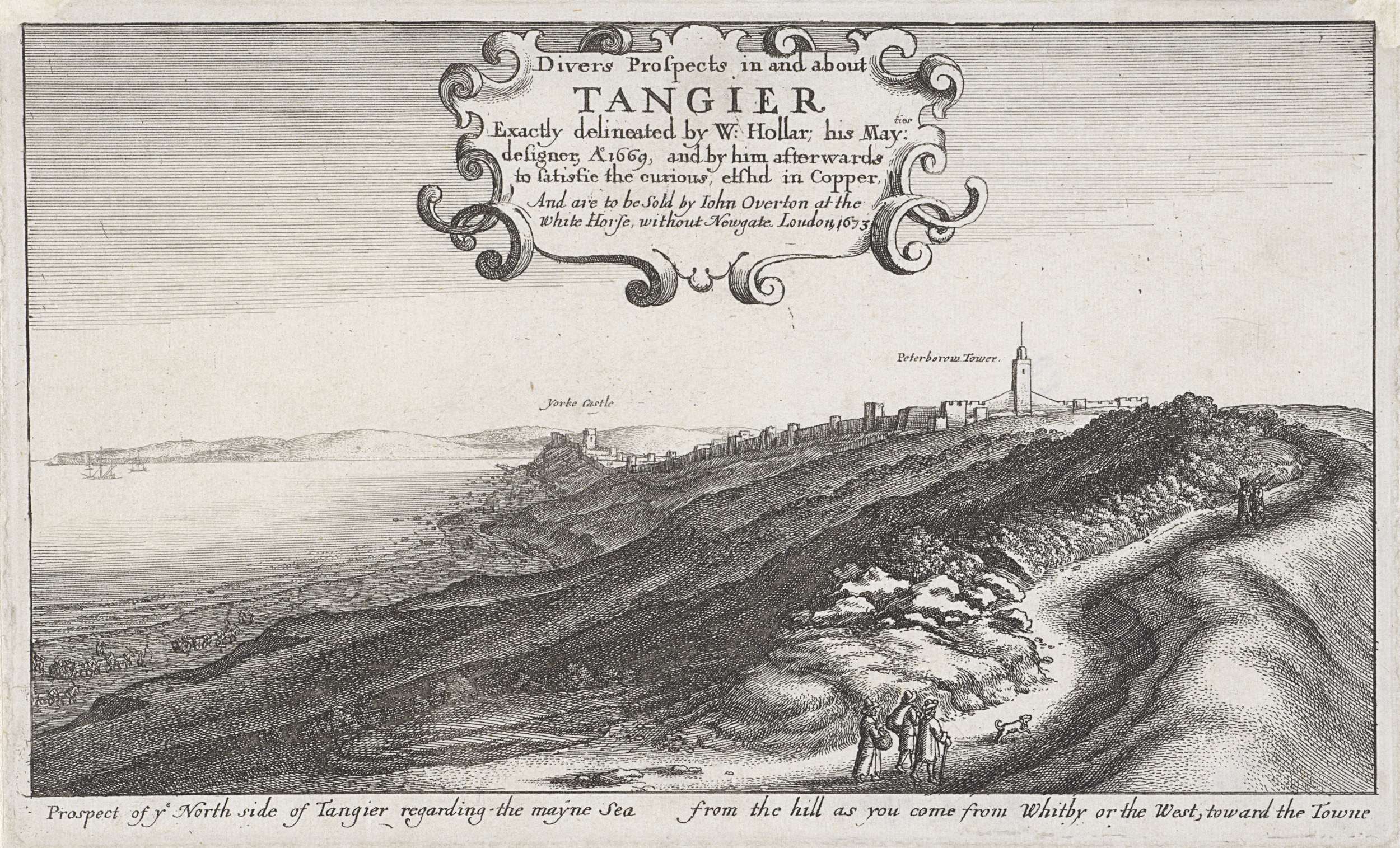 Etching by Wenceslaus Hollar depicting fortifications and the bay of Tangier