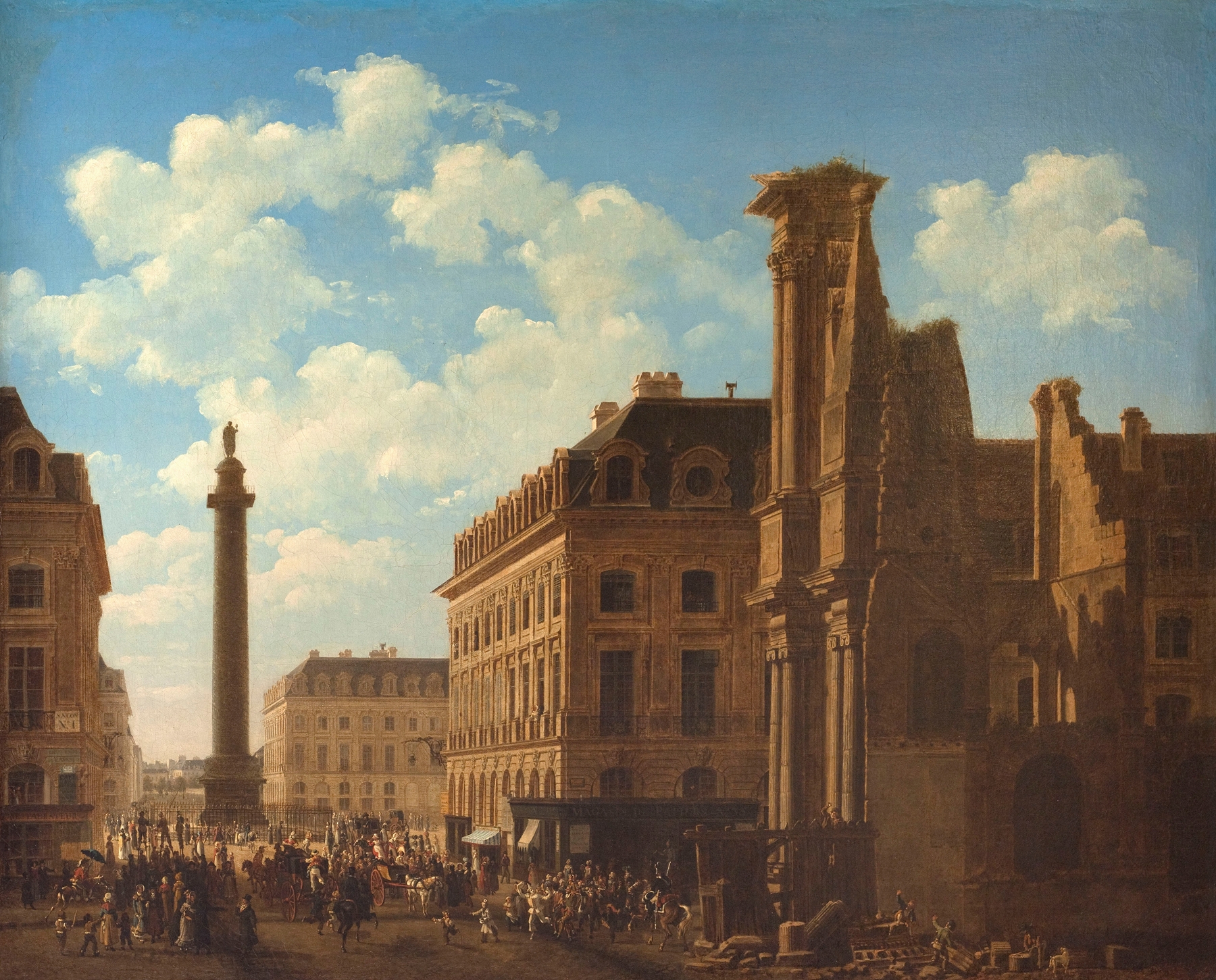 La place Vendôme et la rue de Castiglione, avec les ruines de l’église des Feuillants, by Etienne Bouhot, public domain