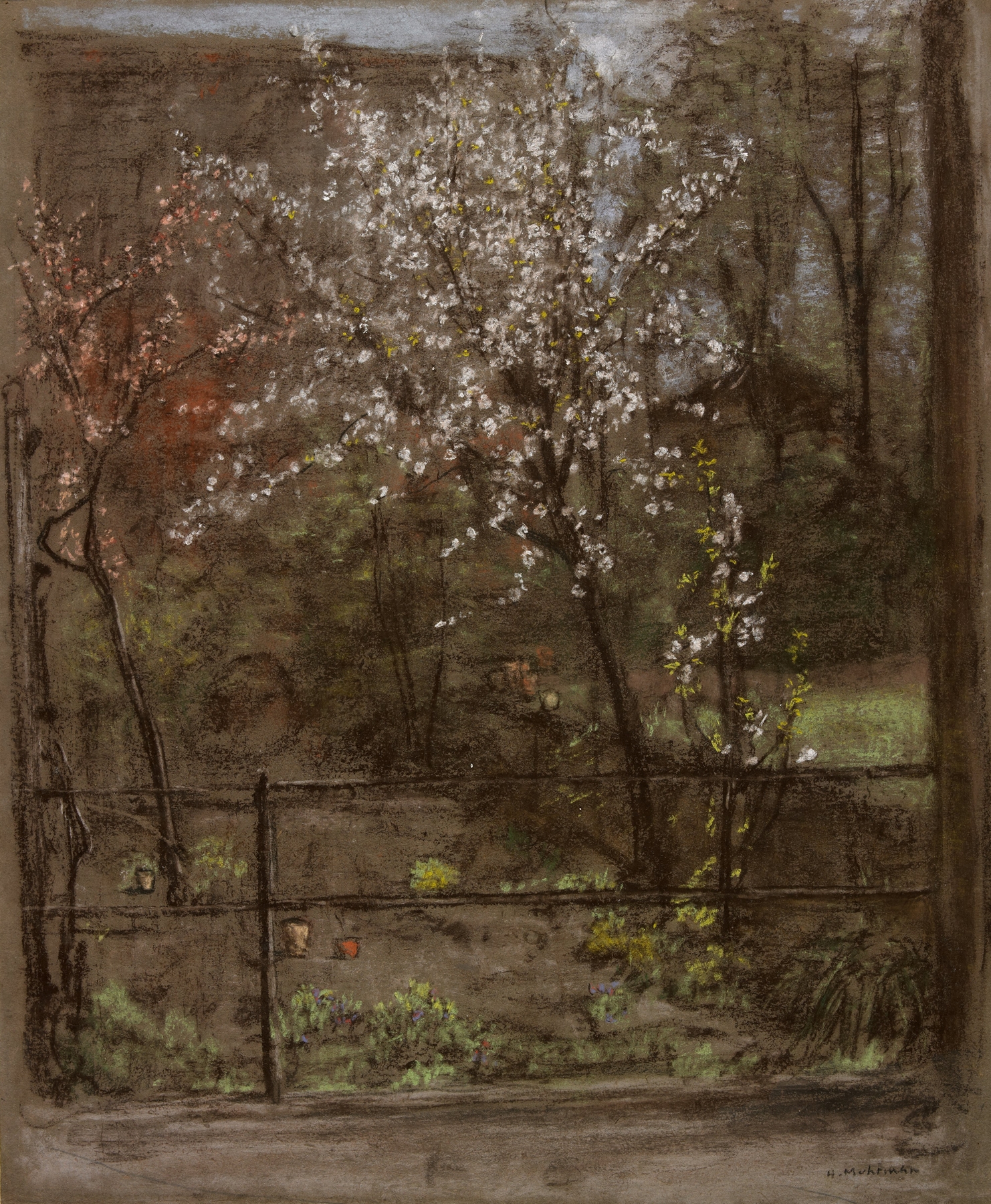 Spring Blossoms by Henry Muhrman, impressionism, depicting vibrant flowers in spring.
