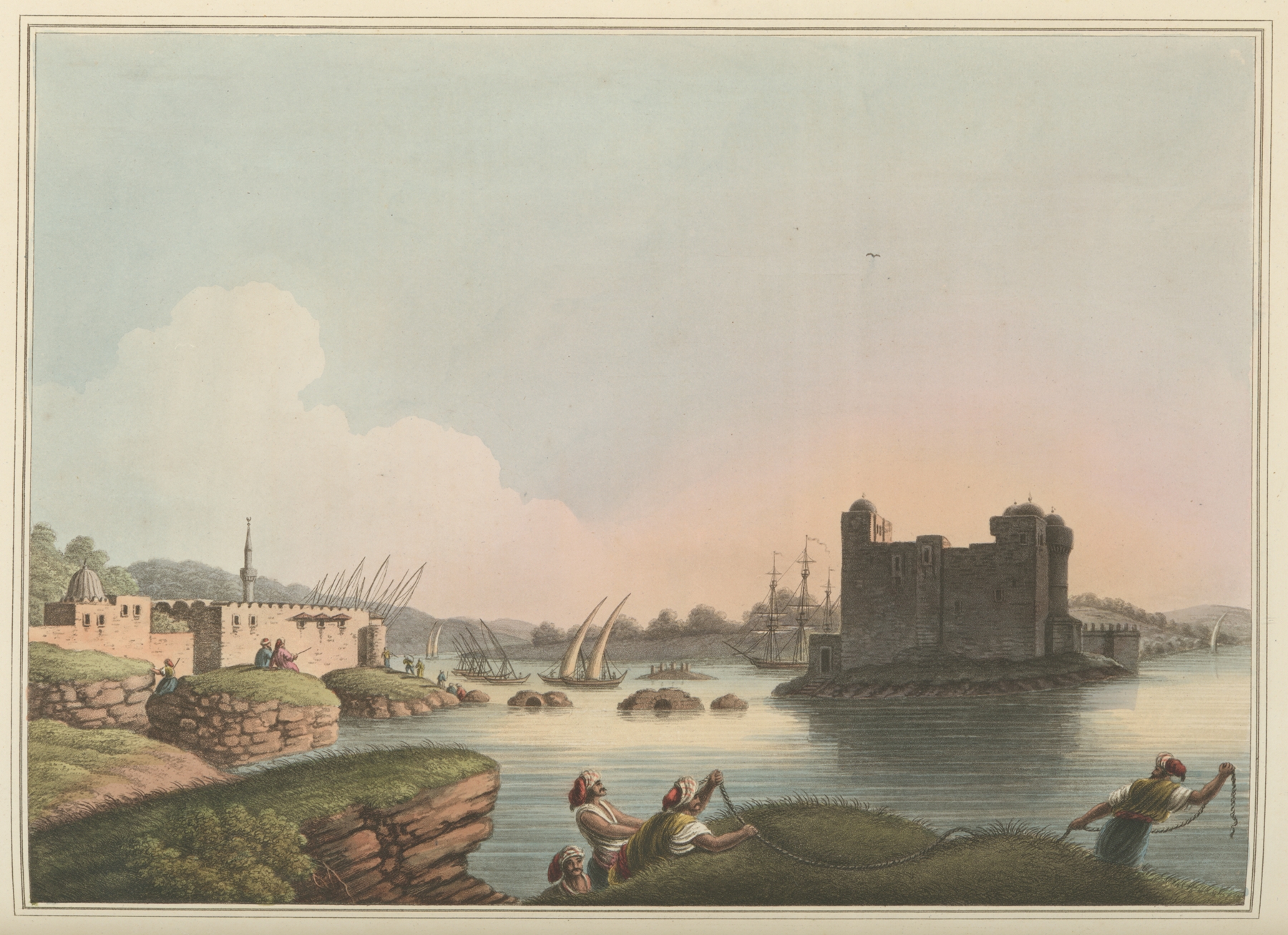 Marine scene of Port of Latachia by Luigi Mayer, oil painting