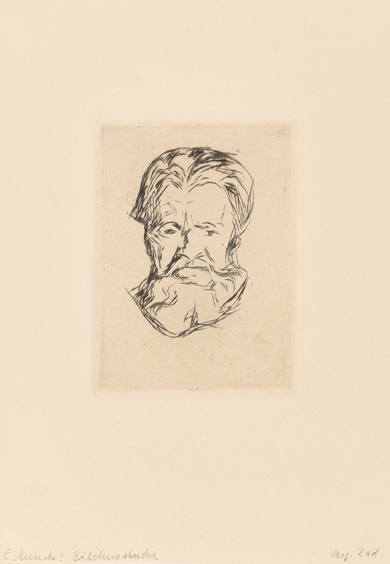 Edvard Munch's 'Männerkopf' features a striking portrayal of a male figure.