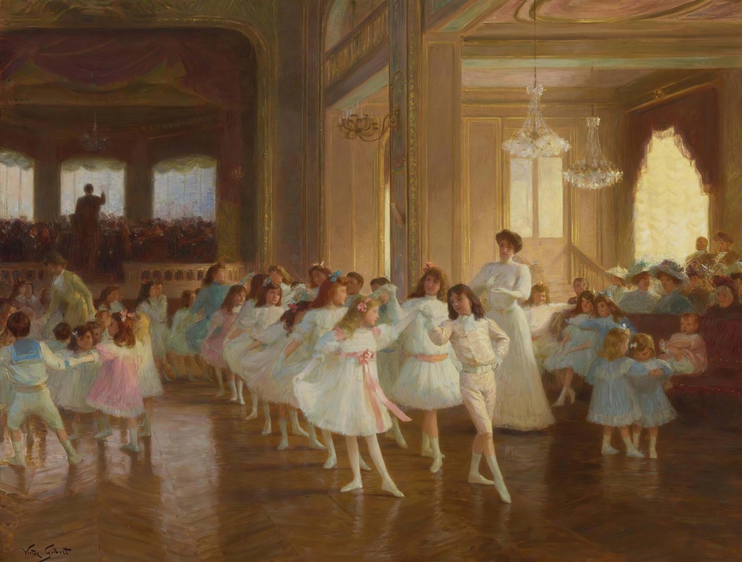 A lively dance recital scene featuring children in colorful costumes.