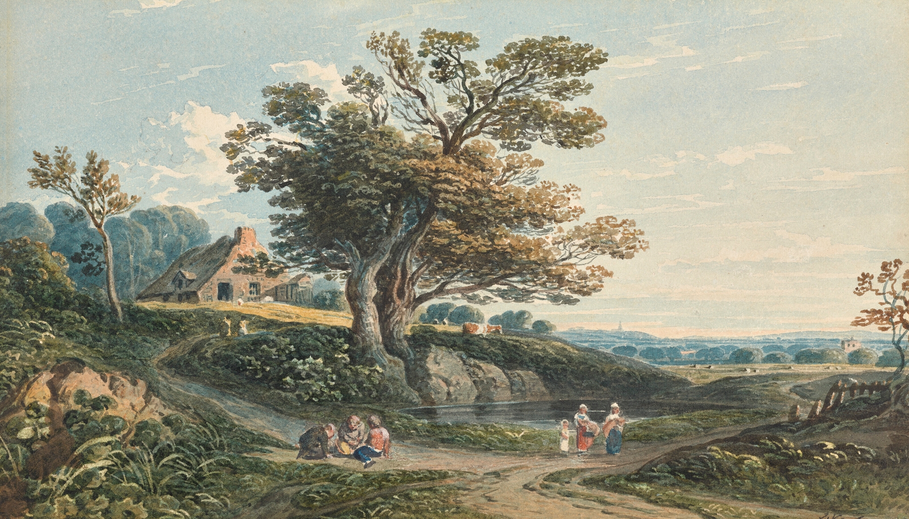 A view of Harrow from Hampstead, oil painting by John Varley