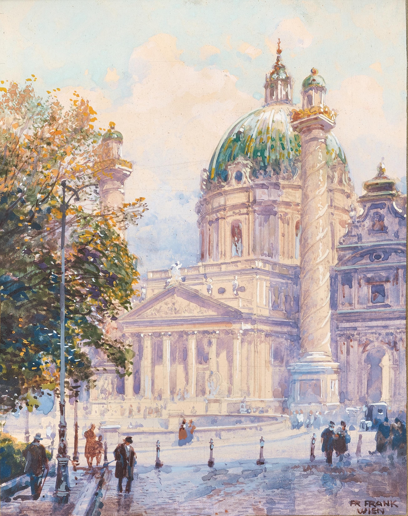 Baroque architecture of Saint Charles’s church in Vienna by Friedrich Frank