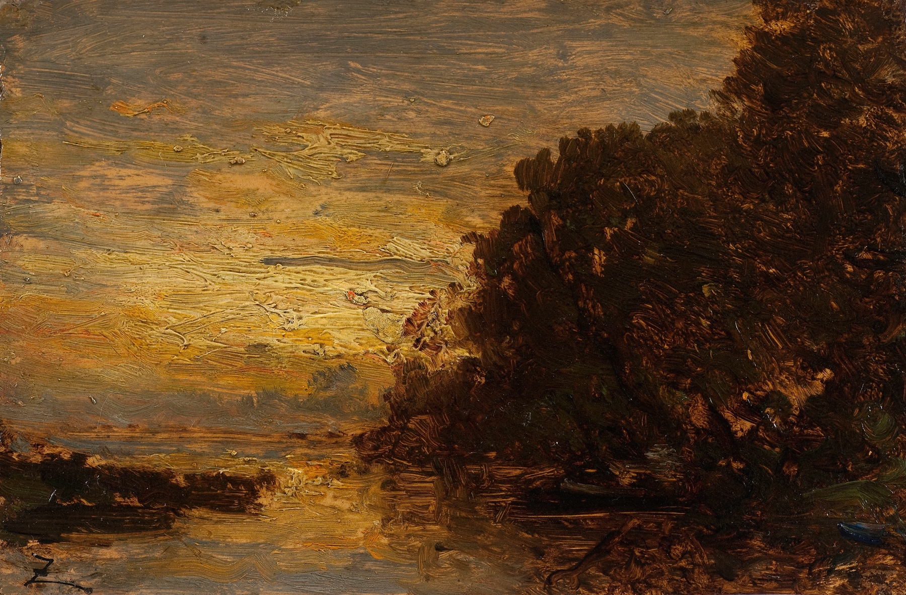 La Seine à Billancourt, coucher de soleil, by Félix Ziem, public domain